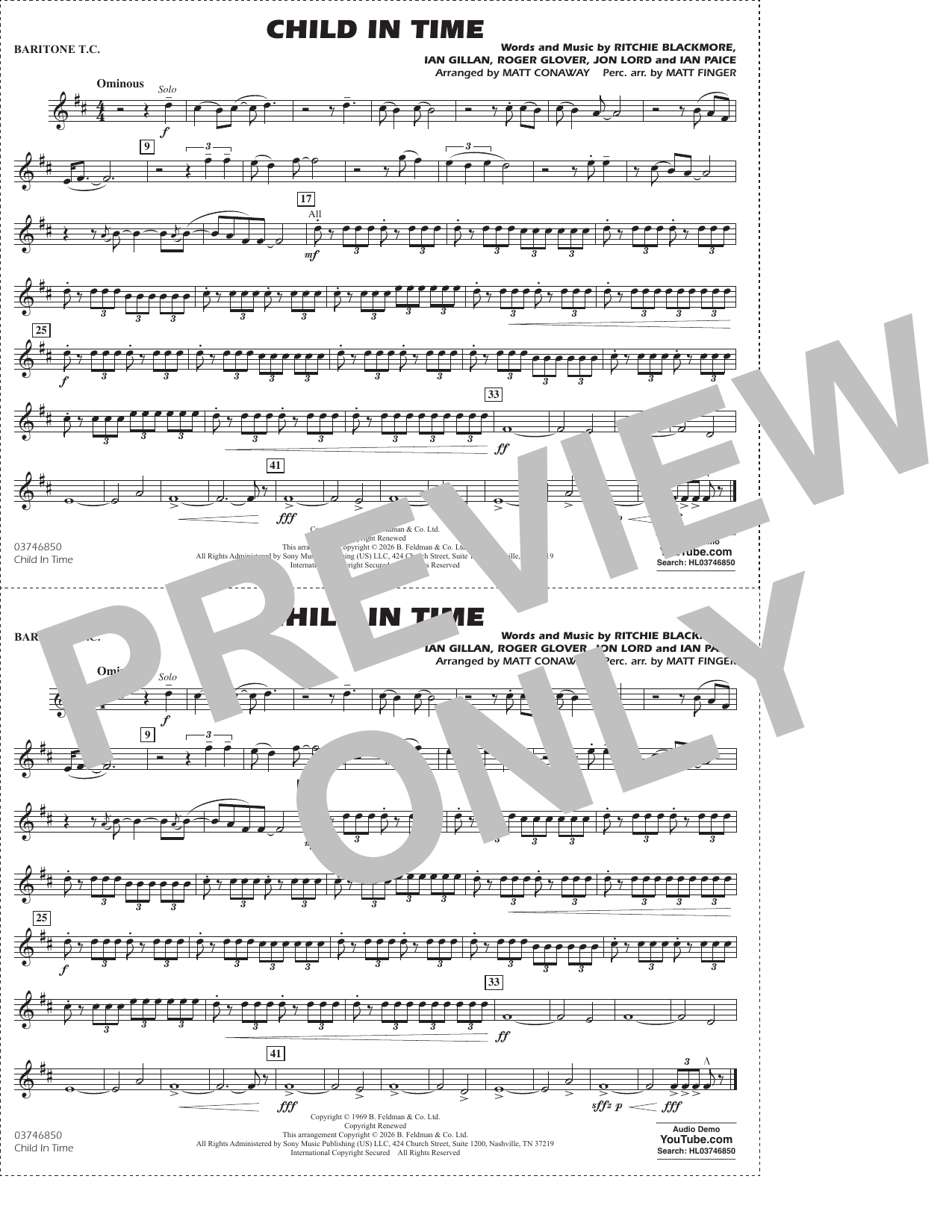Child In Time (arr. Conaway Finger) - Baritone T.C.