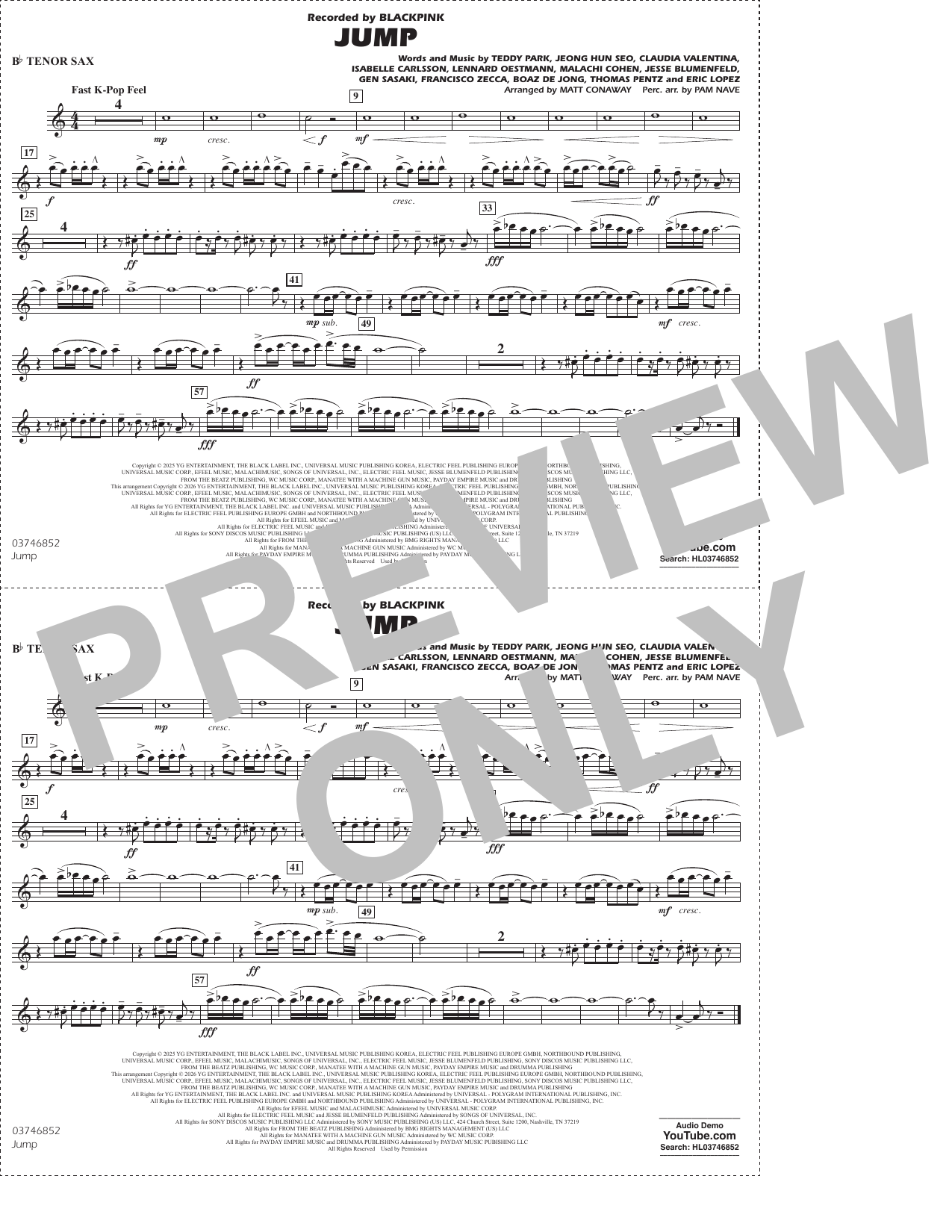 Jump (arr. Matt Conaway) - Bb Tenor Sax
