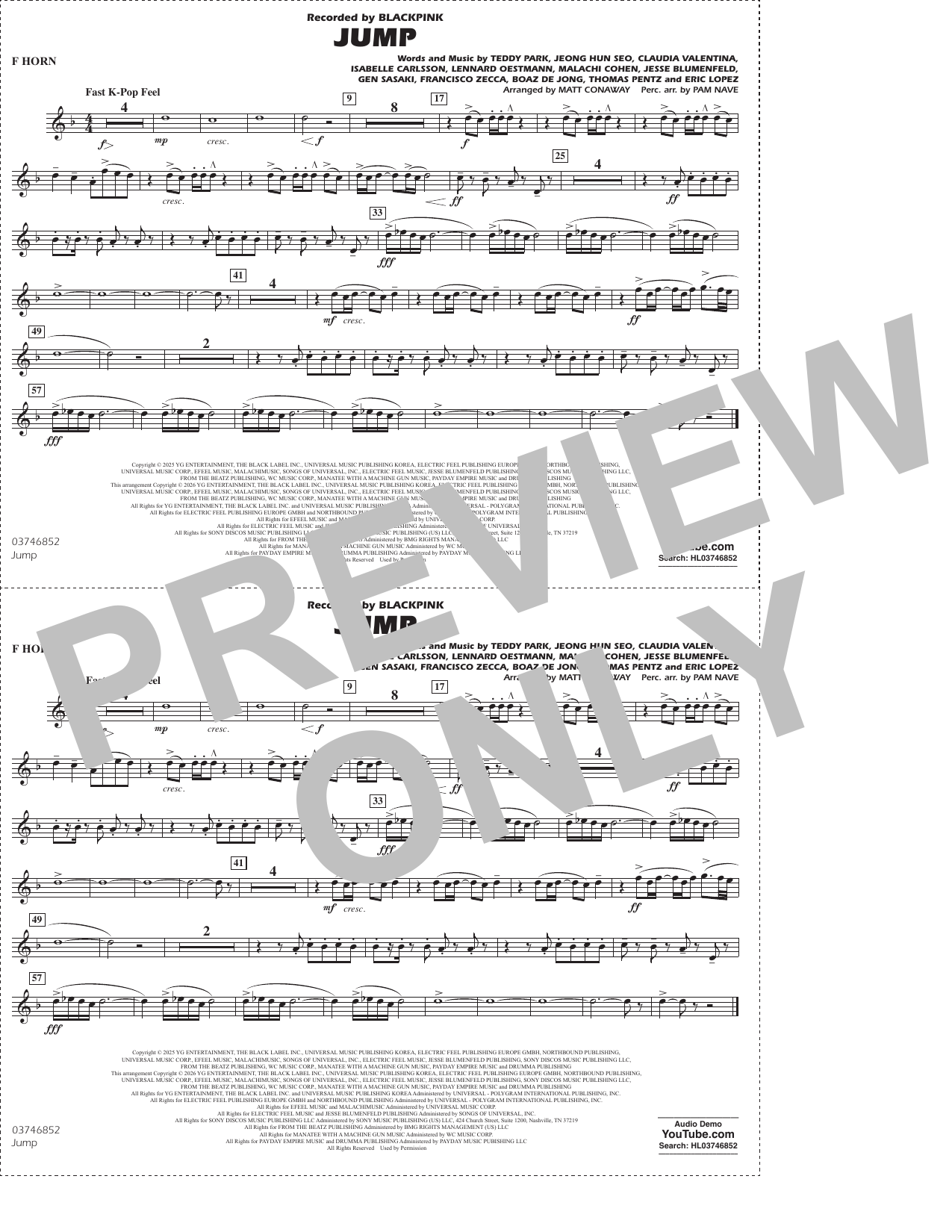 Jump (arr. Matt Conaway) - F Horn