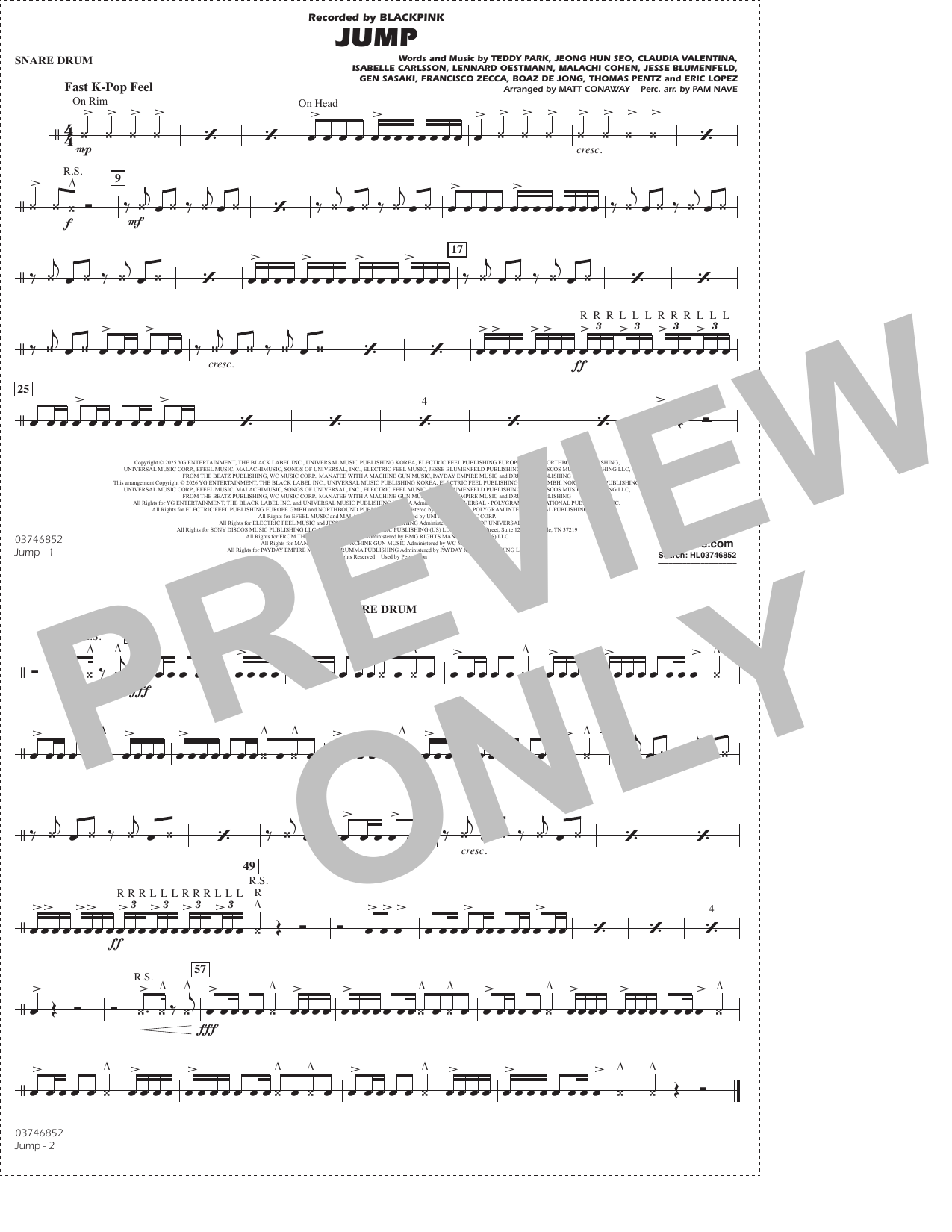 Jump (arr. Matt Conaway) - Snare Drum