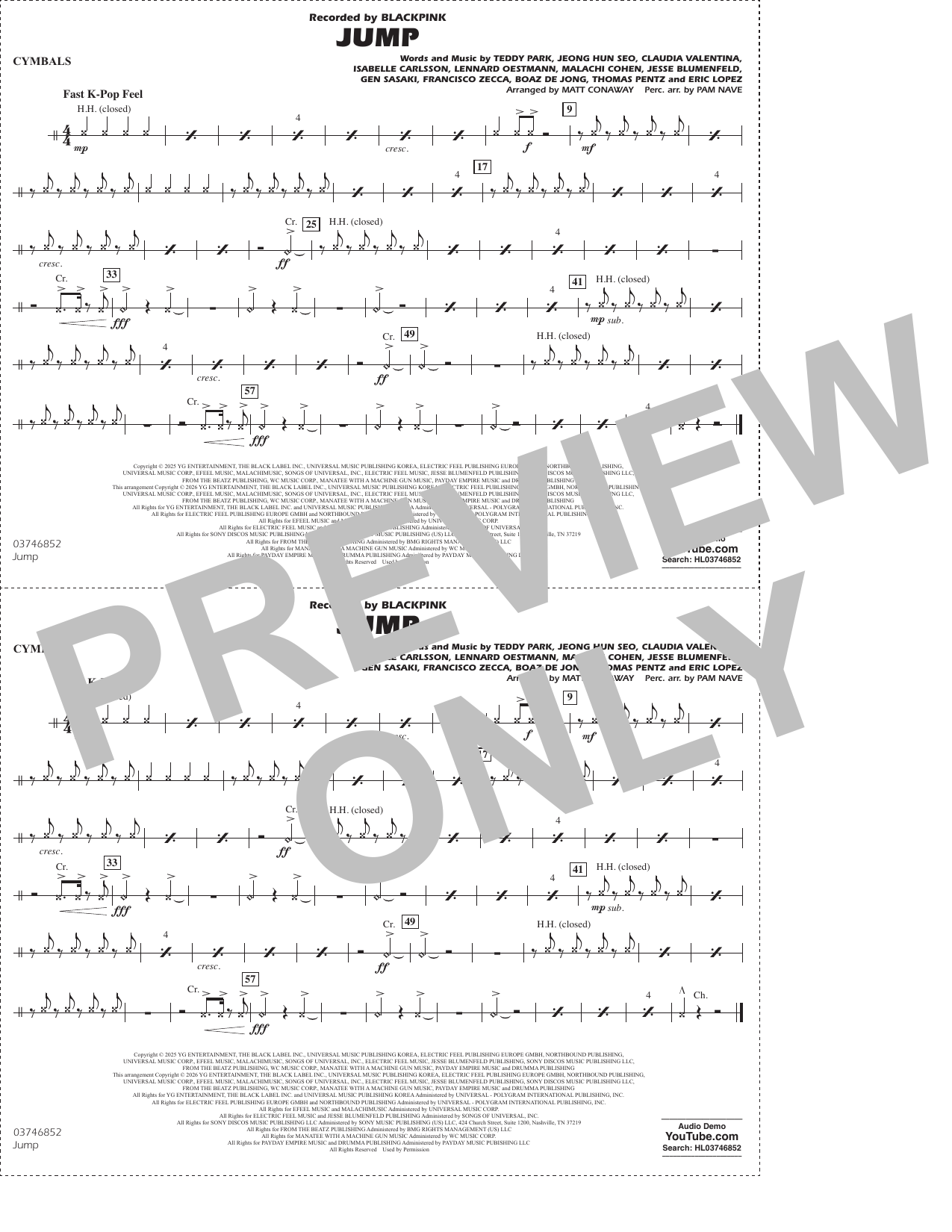 Jump (arr. Matt Conaway) - Cymbals