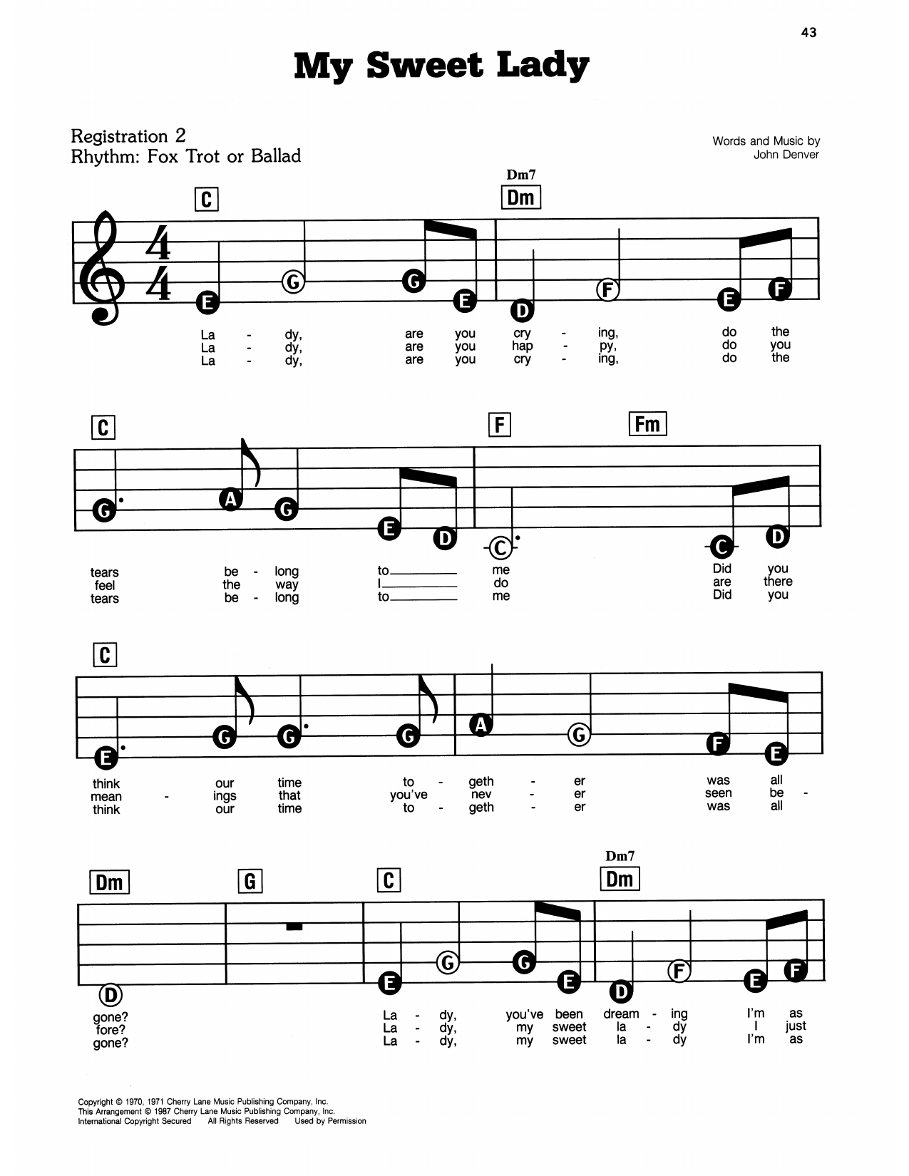 My Sweet Lady: E-Z Play Today