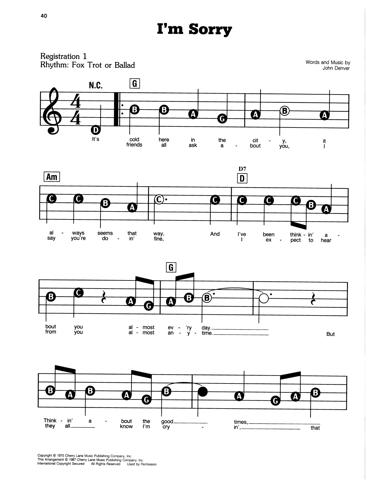 I'm Sorry: E-Z Play Today