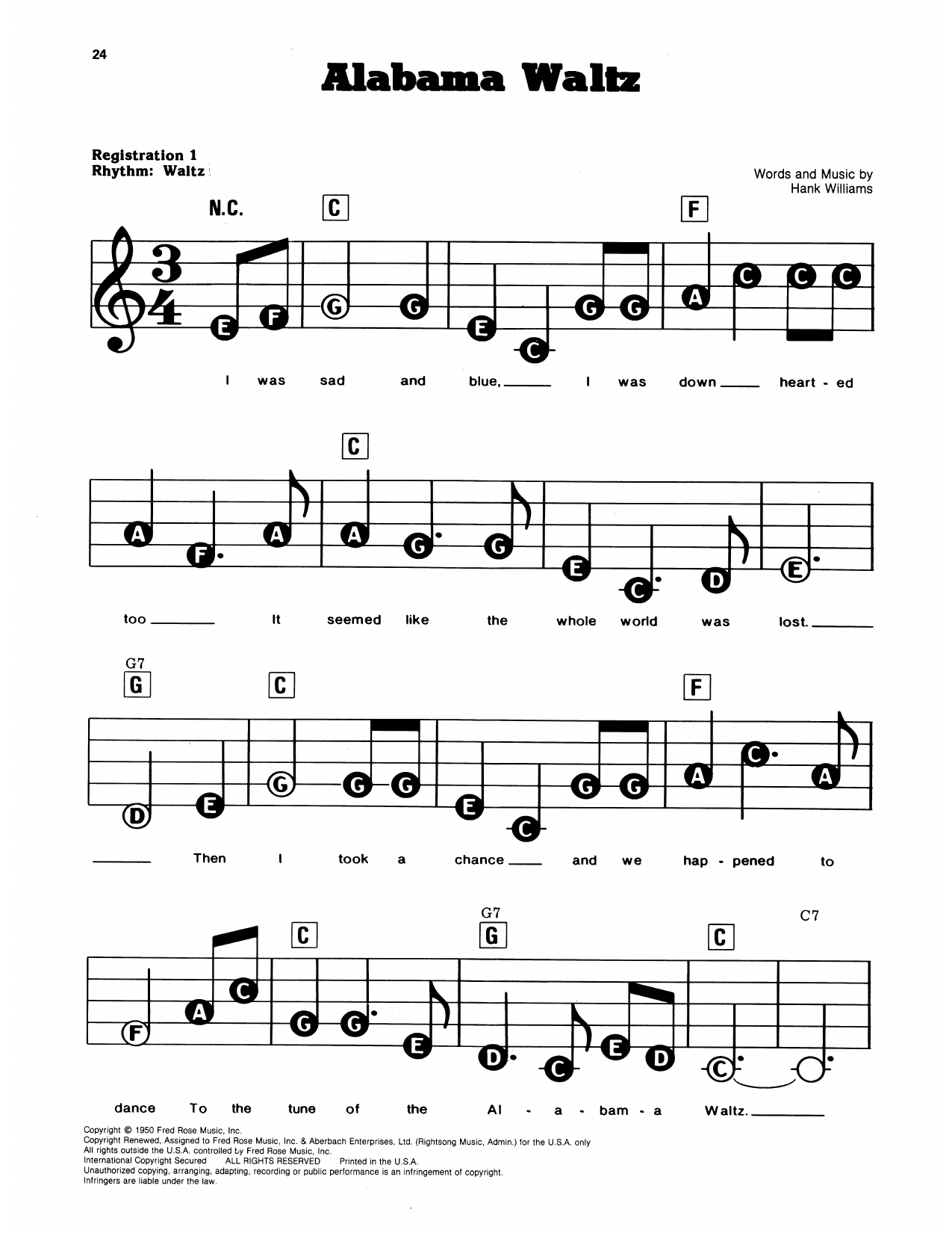 The Alabama Waltz: E-Z Play Today