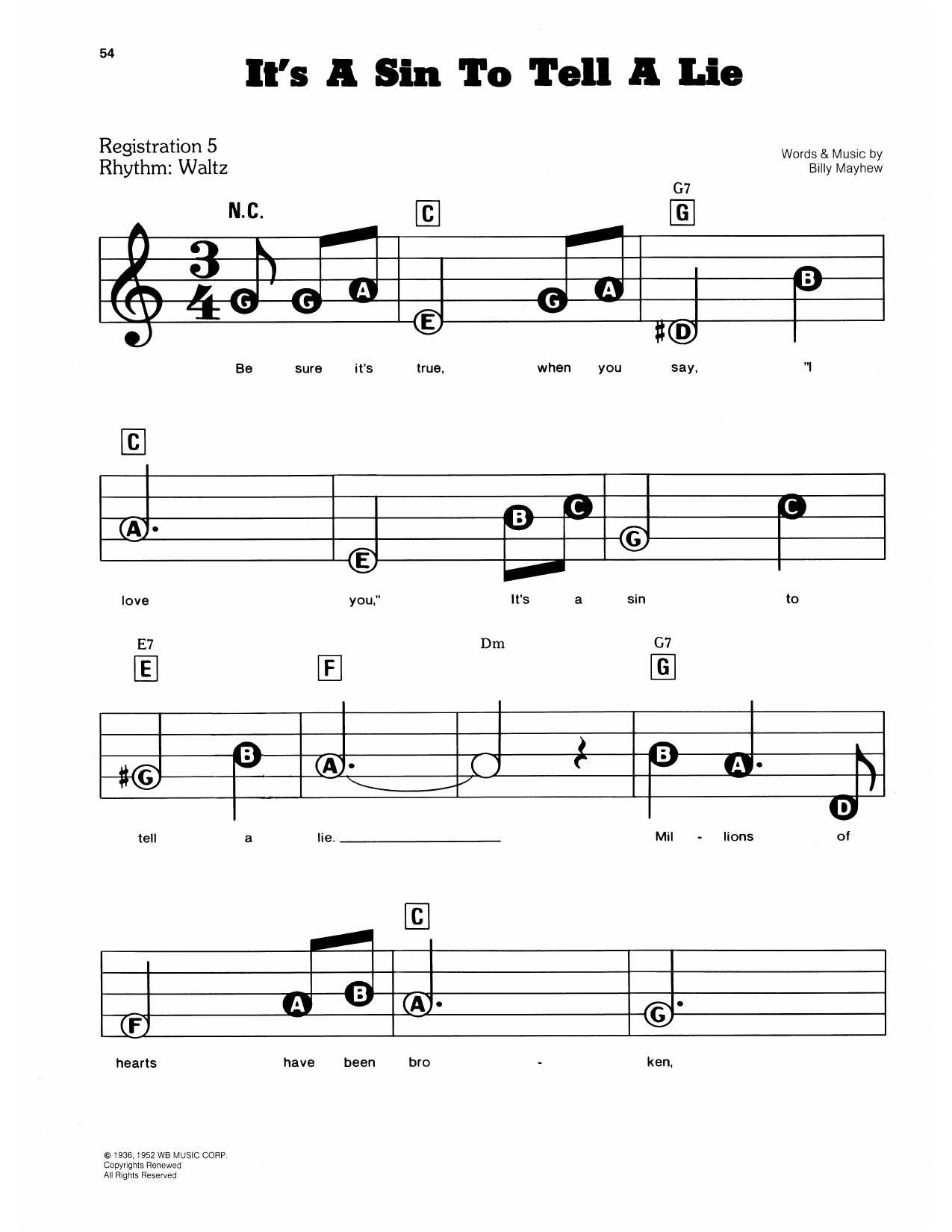 It's A Sin To Tell A Lie: E-Z Play Today