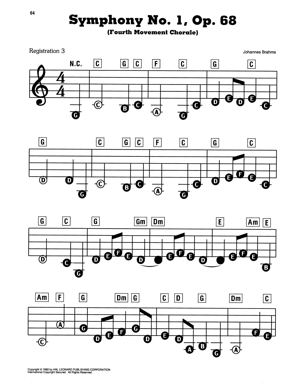 Symphony No. 1 In C Minor, Fourth Movement Excerpt: E-Z Play Today
