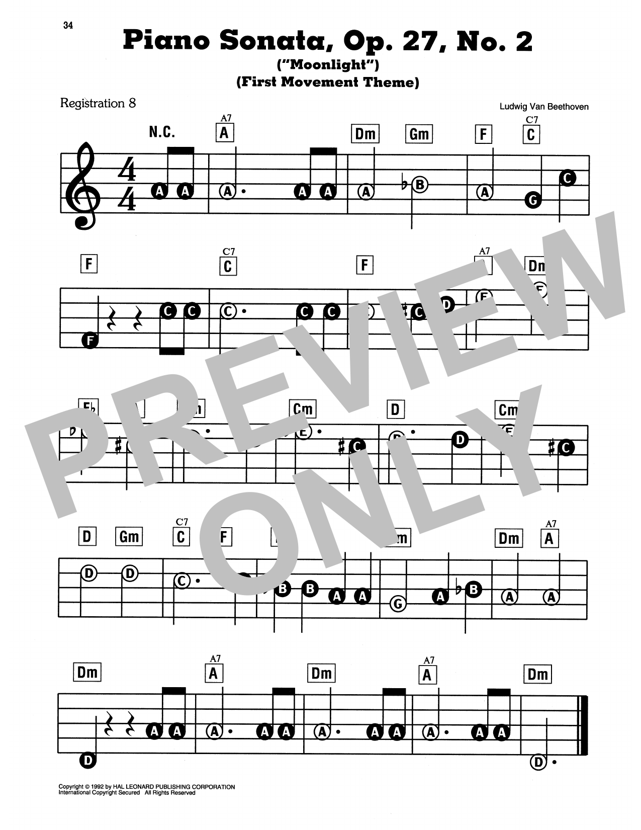 Piano Sonata No. 14, Op. 27, No. 2 ("Moonlight"): E-Z Play Today