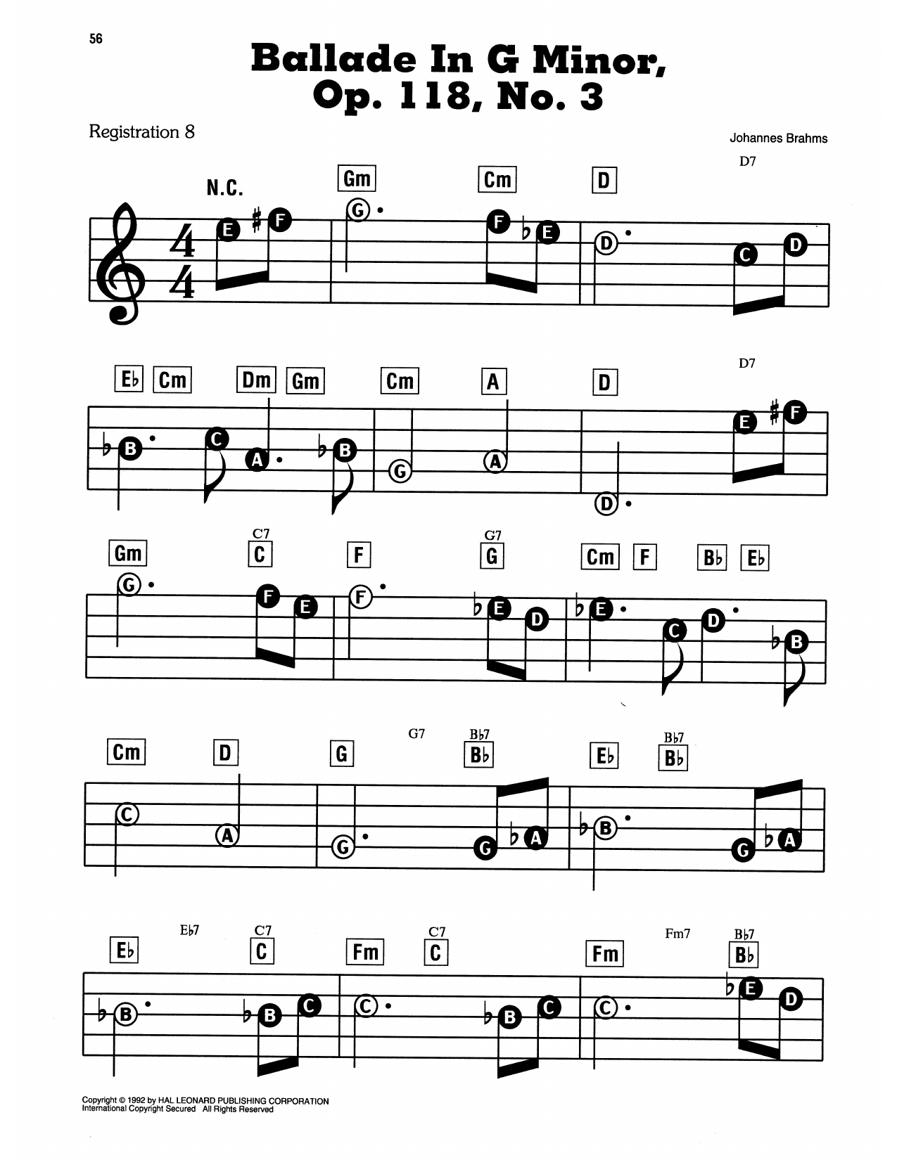 Ballade In G Minor, Op. 118, No. 3: E-Z Play Today