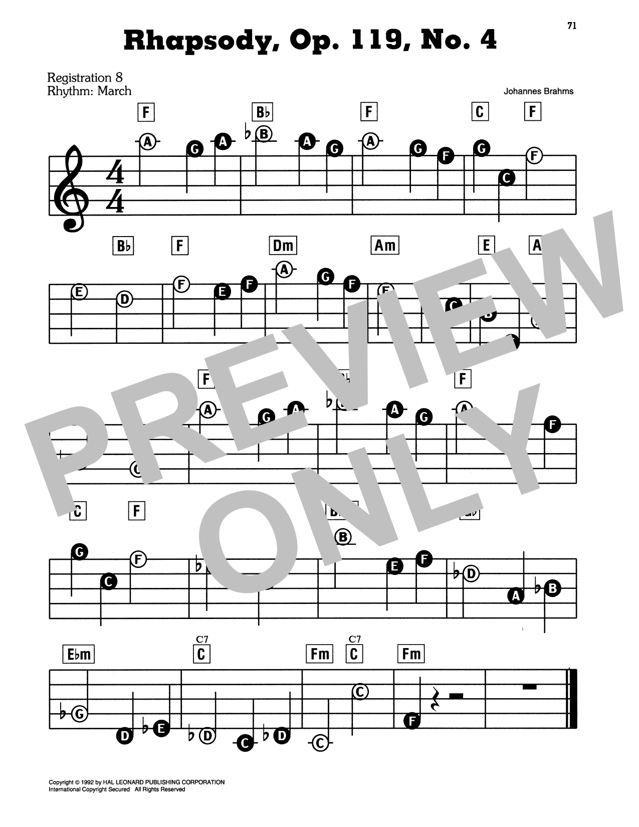 Rhapsody In E-Flat Major, Op. 119, No. 4: E-Z Play Today