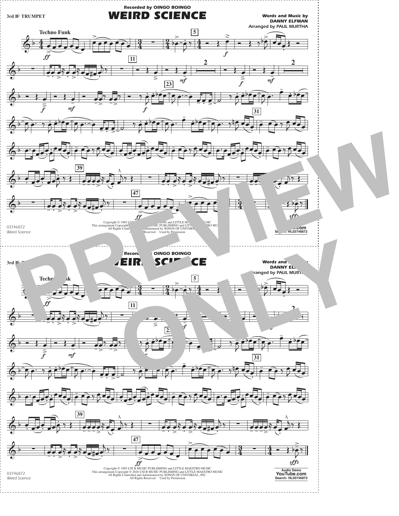 Weird Science (arr. Paul Murtha) - 3rd Bb Trumpet