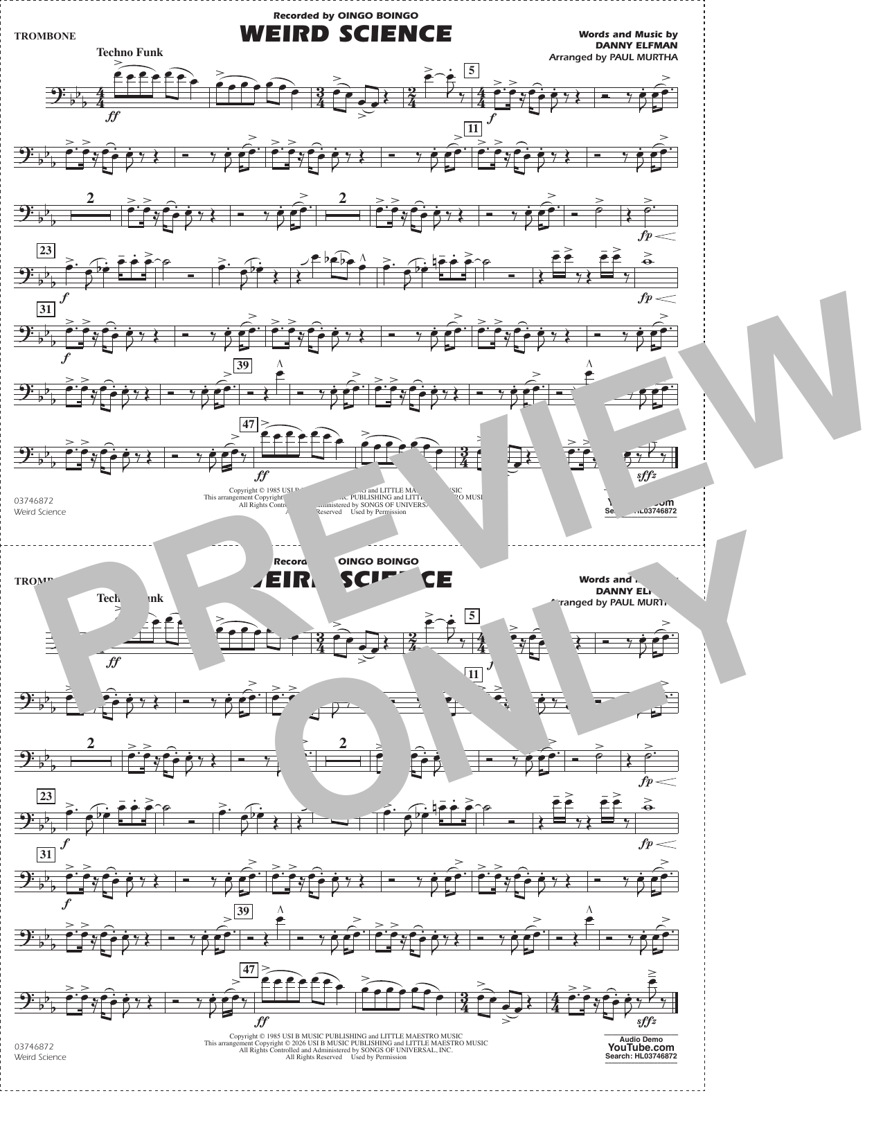 Weird Science (arr. Paul Murtha) - Trombone