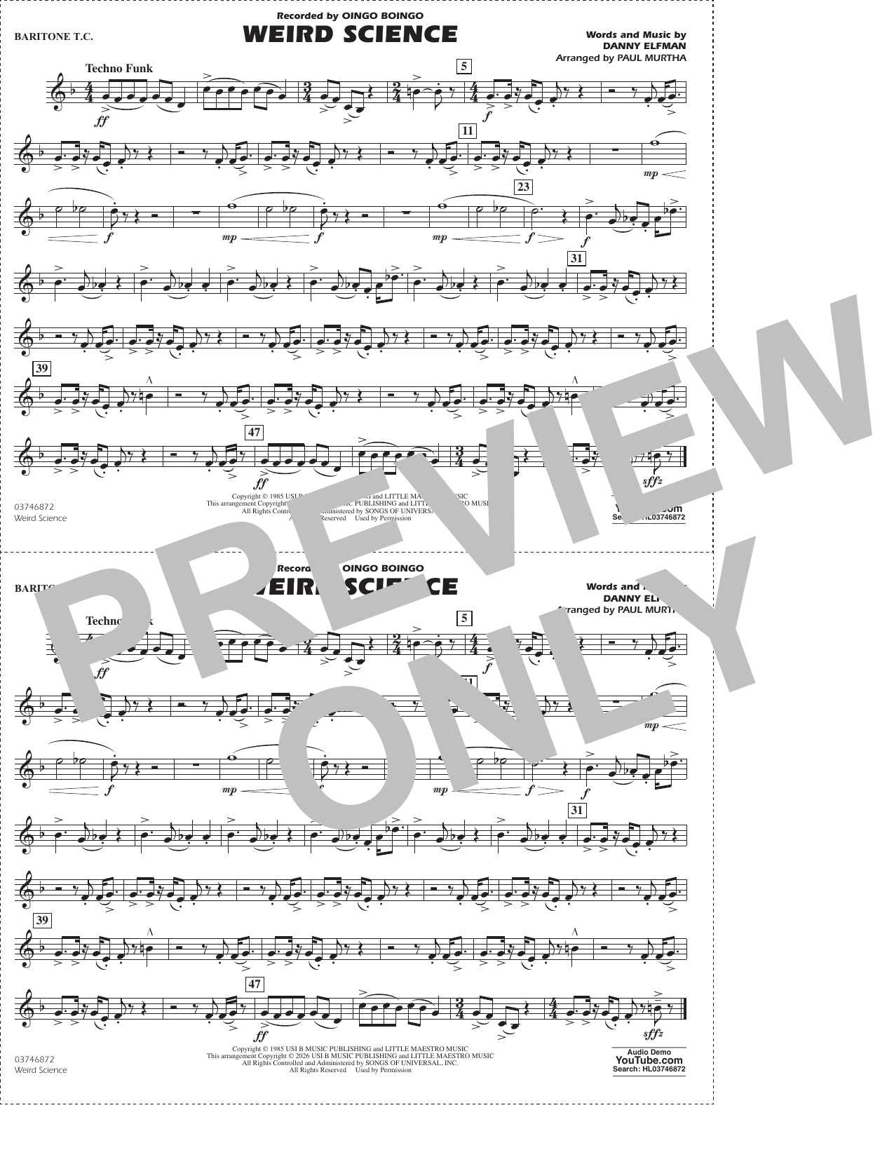 Weird Science (arr. Paul Murtha) - Baritone T.C.