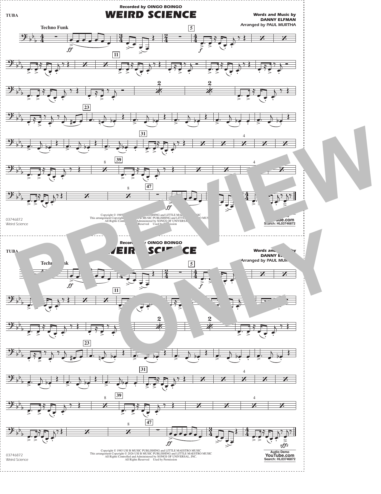 Weird Science (arr. Paul Murtha) - Tuba
