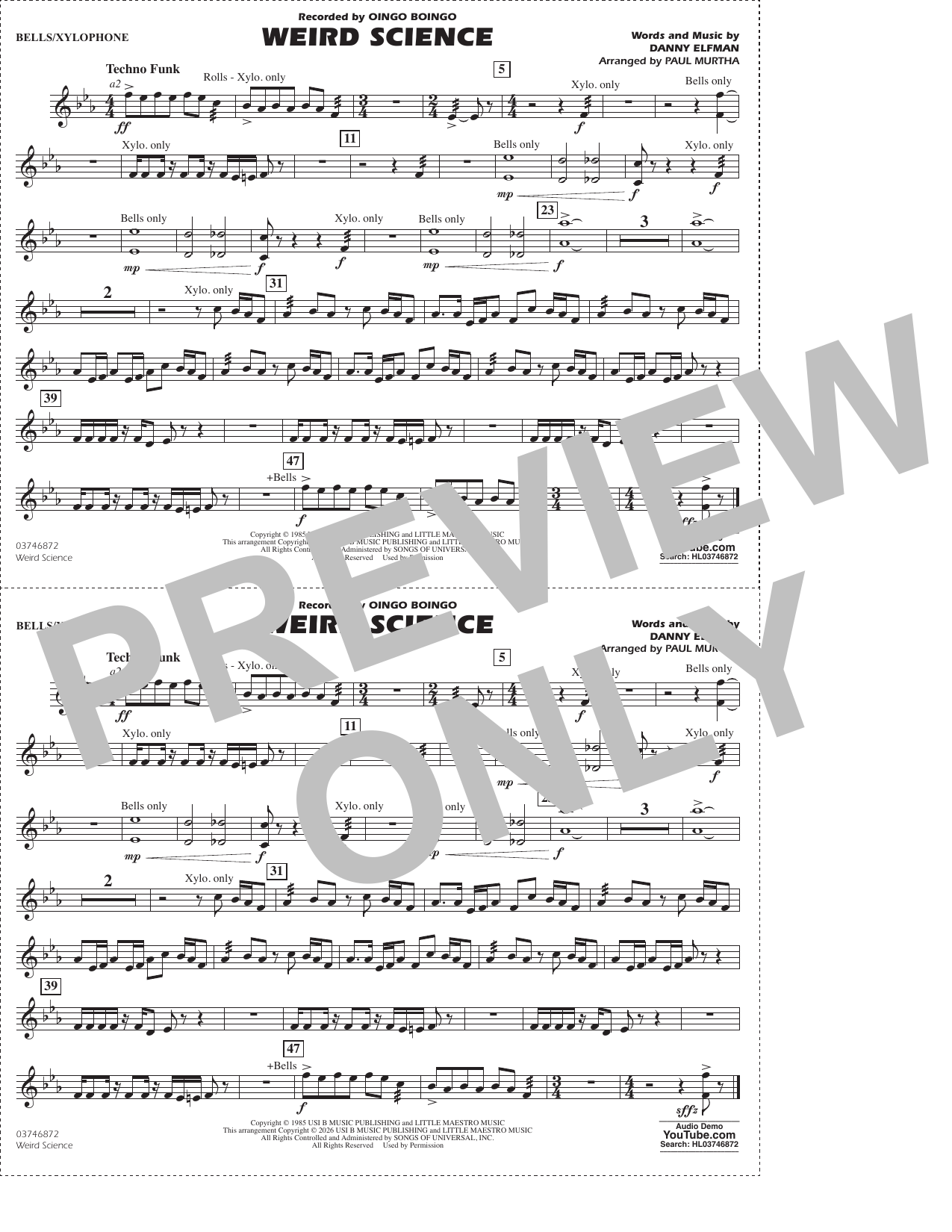 Weird Science (arr. Paul Murtha) - Bells/Xylophone