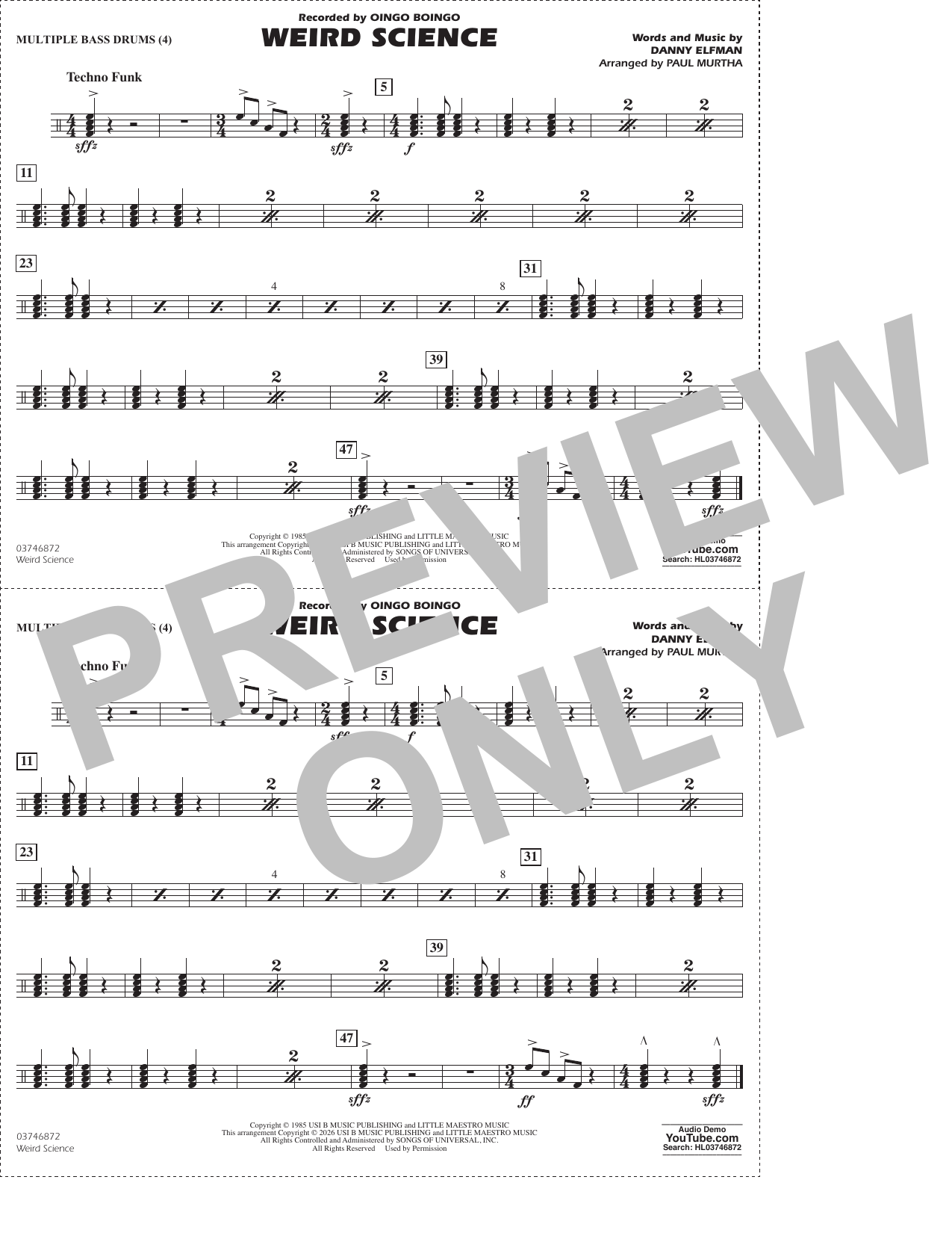 Weird Science (arr. Paul Murtha) - Multiple Bass Drums
