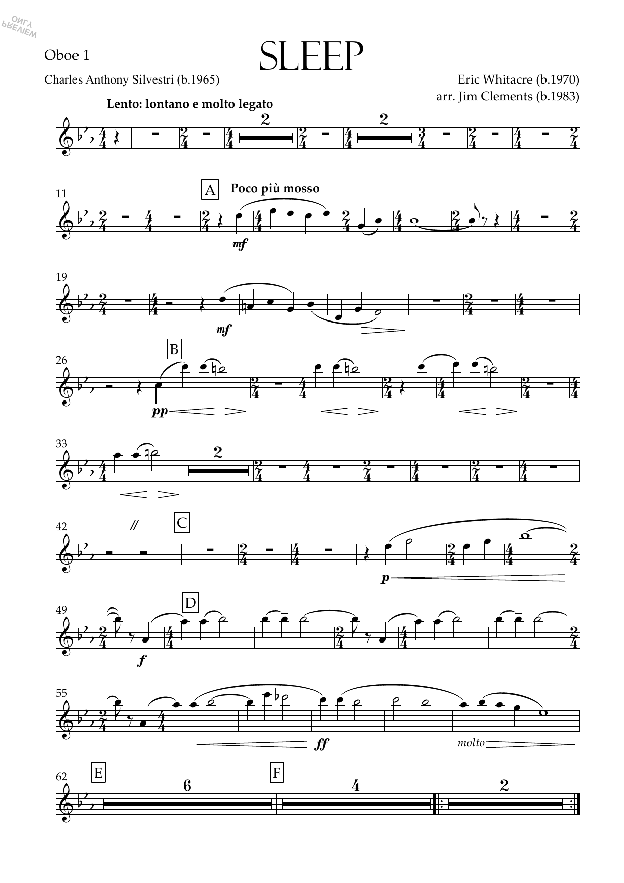 Sleep (arr. Jim Clements) - Oboe 1