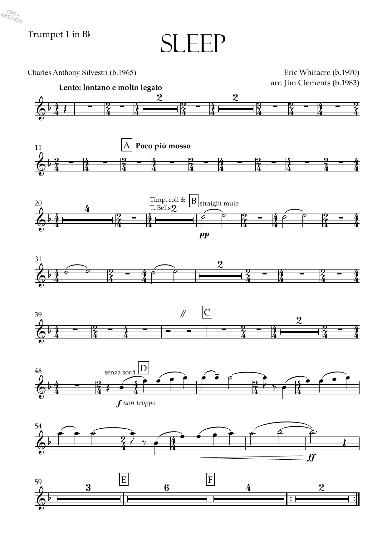 Sleep (arr. Jim Clements) - Trumpet 1 in Bb