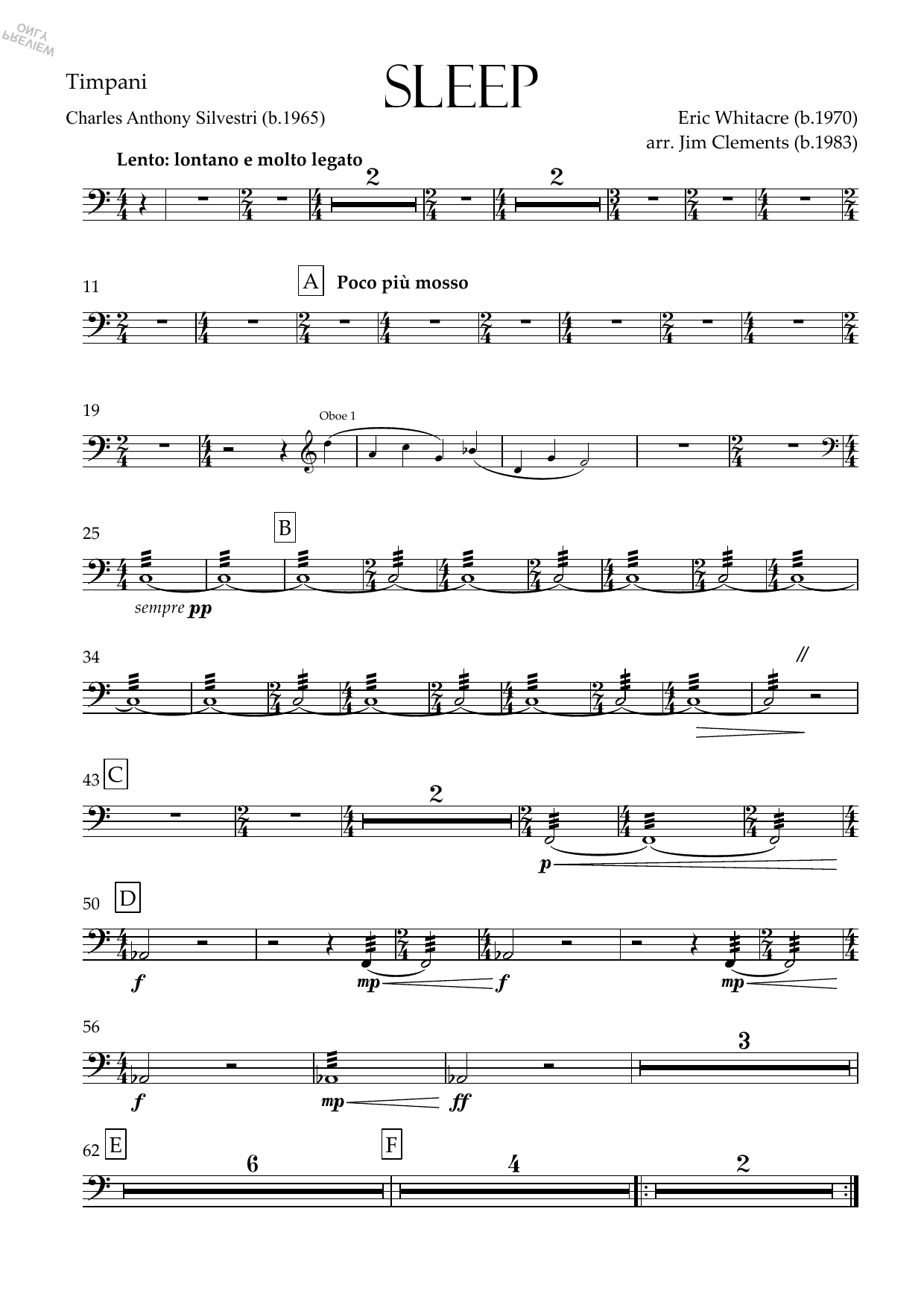 Sleep (arr. Jim Clements) - Timpani