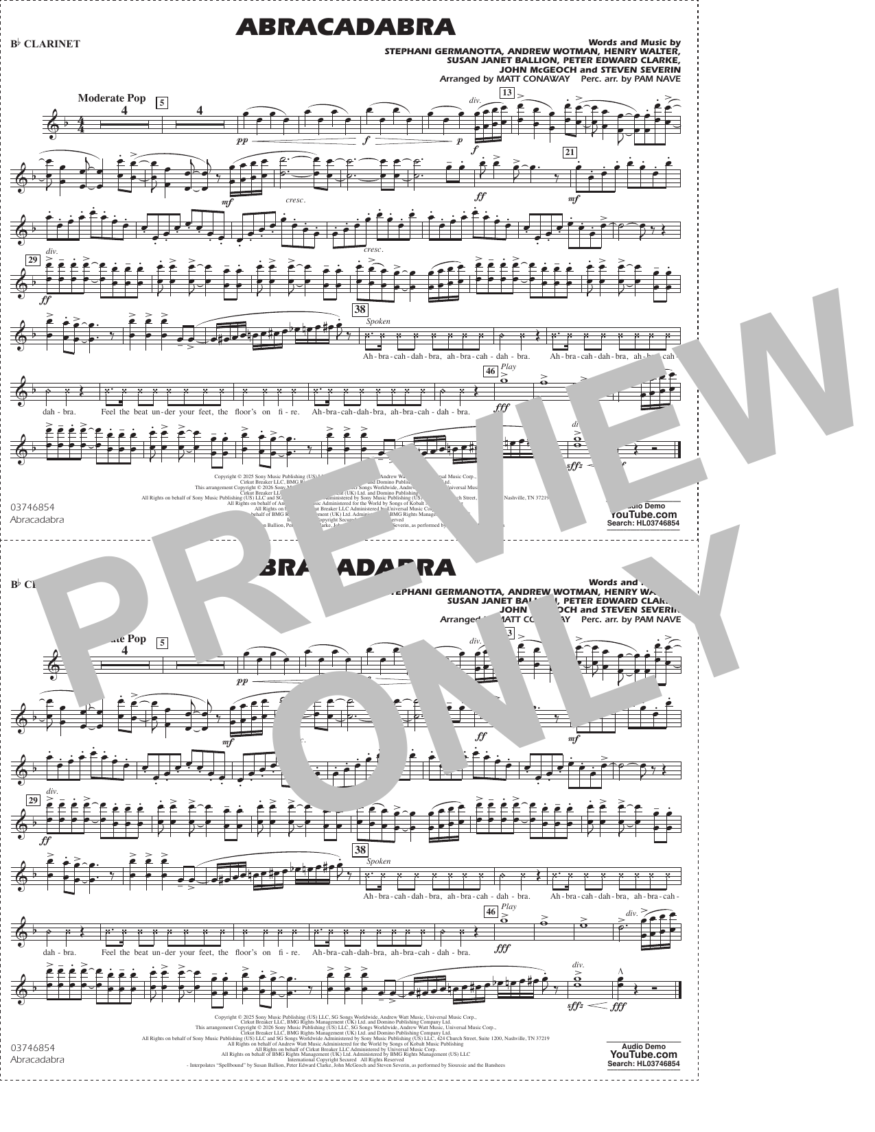 Abracadabra (arr. Conaway Nave) - Bb Clarinet