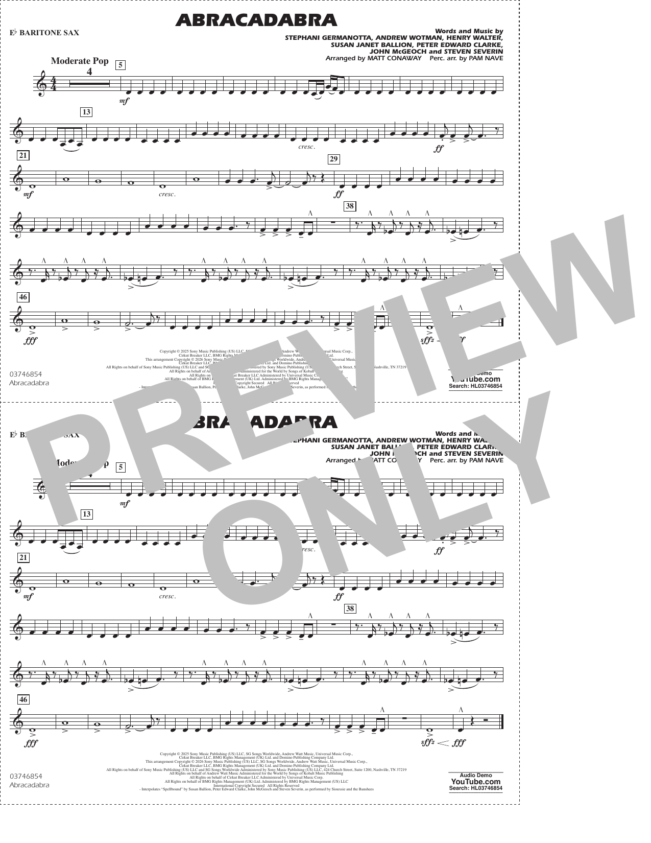 Abracadabra (arr. Conaway Nave) - Eb Baritone Sax