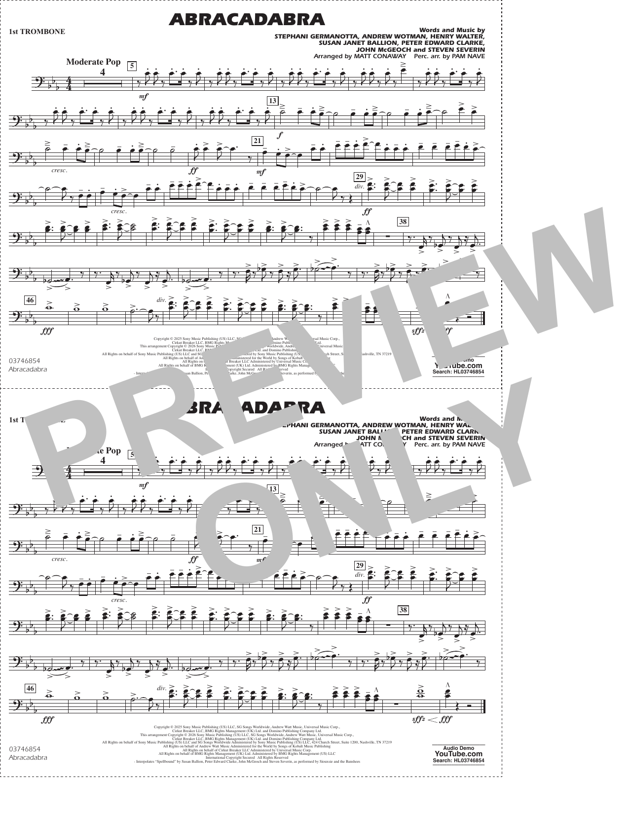 Abracadabra (arr. Conaway Nave) - 1st Trombone