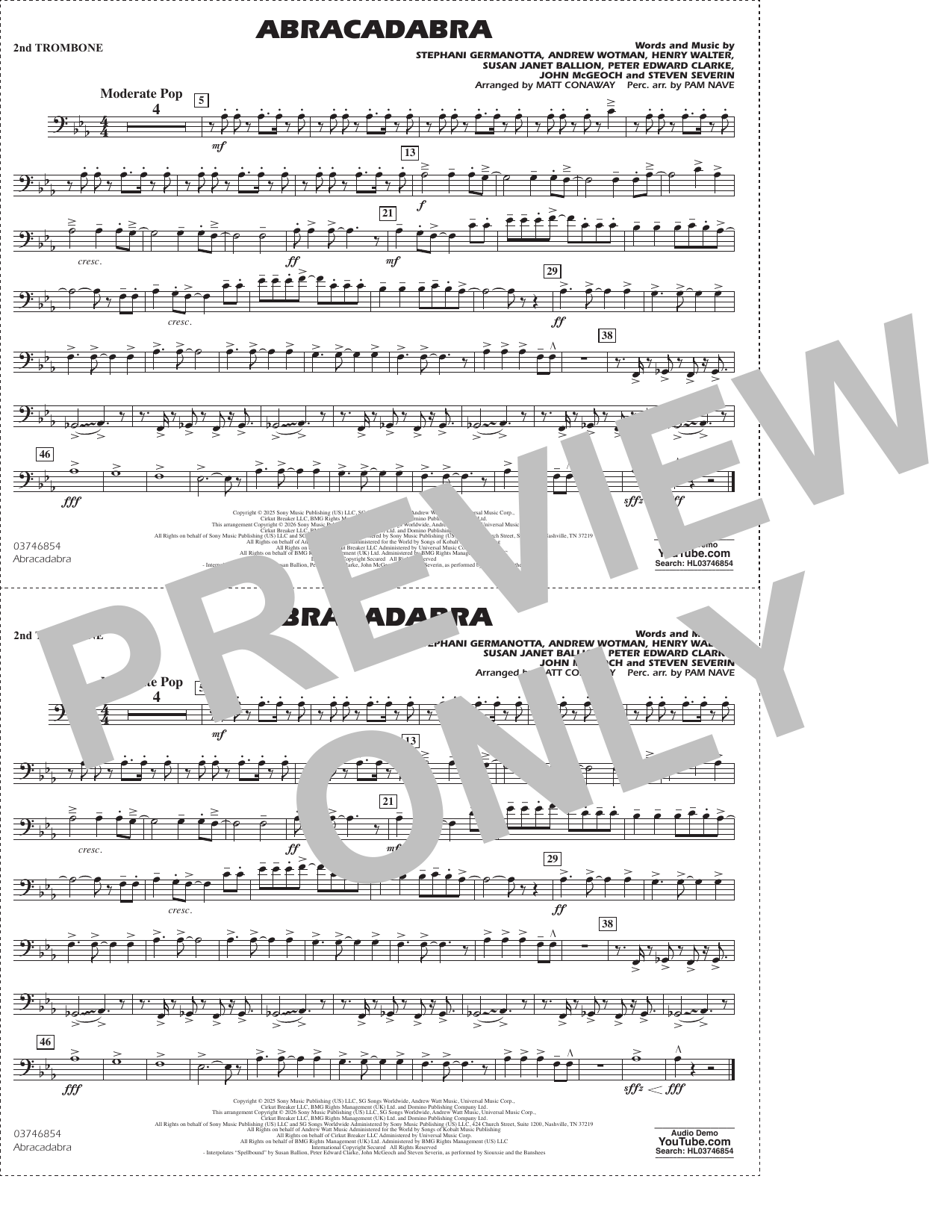 Abracadabra (arr. Conaway Nave) - 2nd Trombone