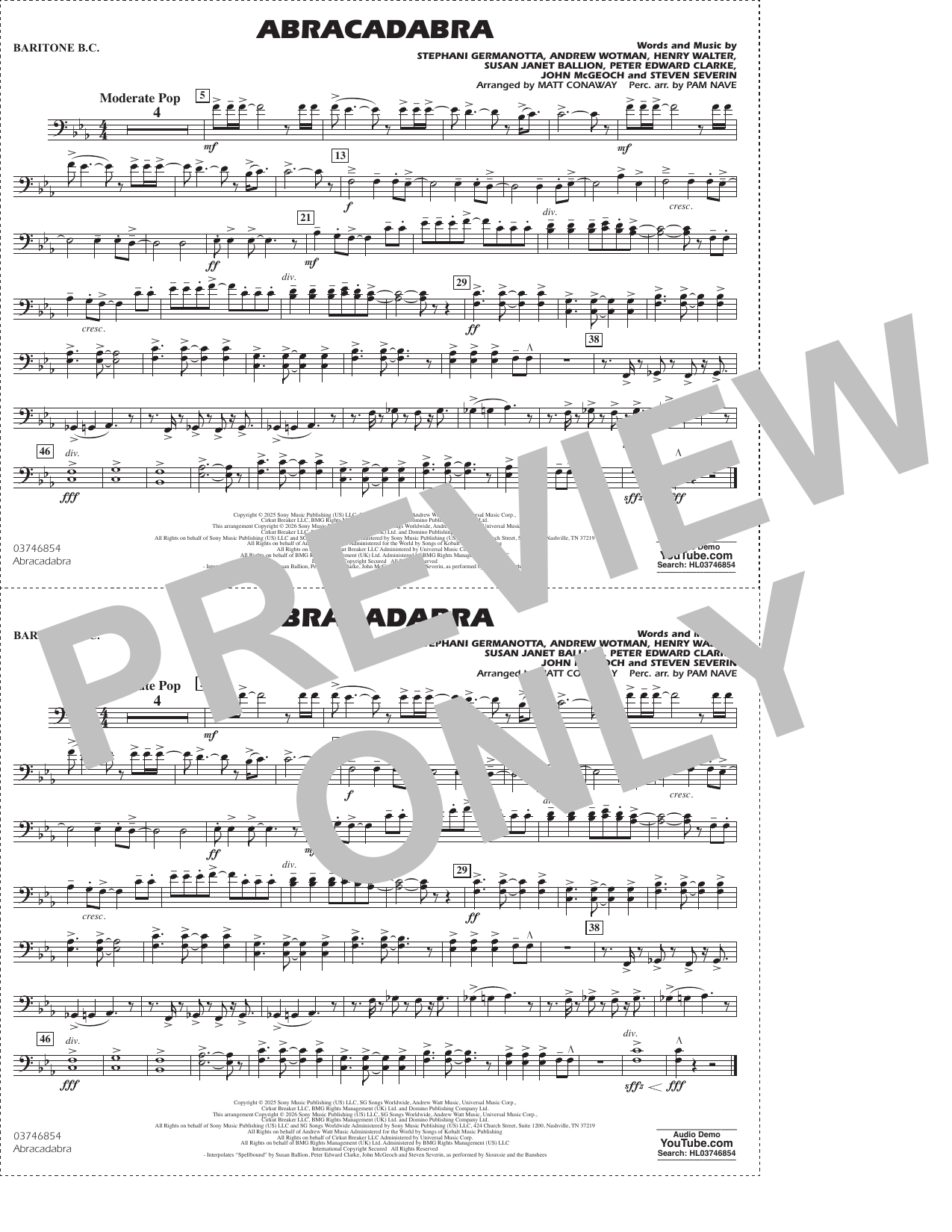 Abracadabra (arr. Conaway Nave) - Baritone B.C.