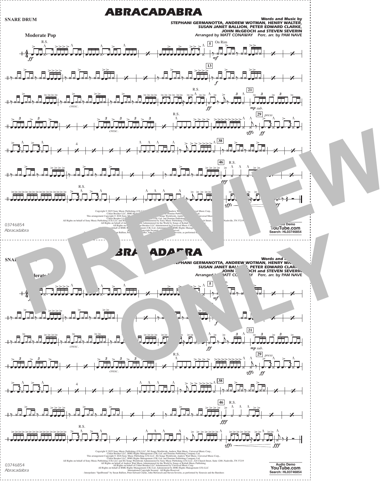 Abracadabra (arr. Conaway Nave) - Snare Drum