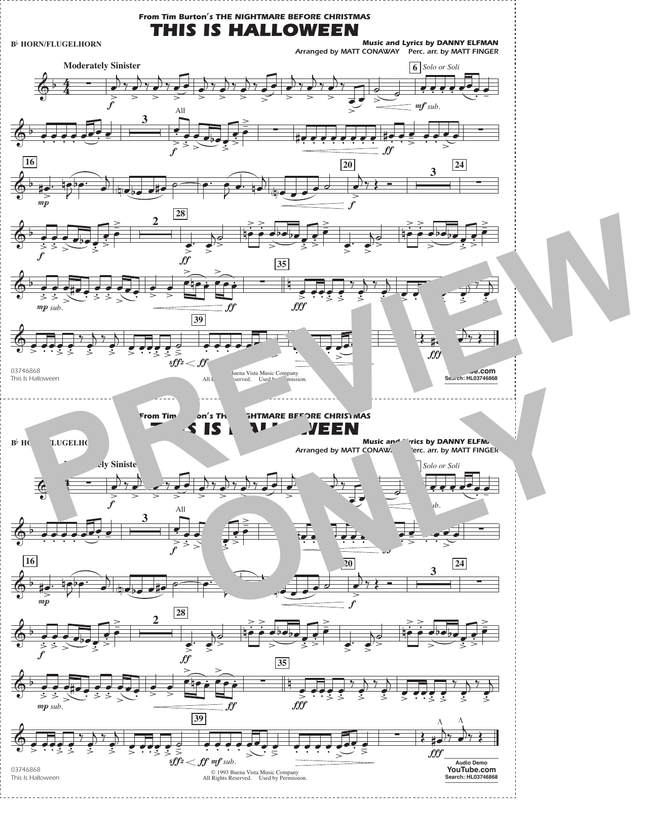 This Is Halloween (from The Nightmare Before Christmas) - Bb Horn/Flugelhorn
