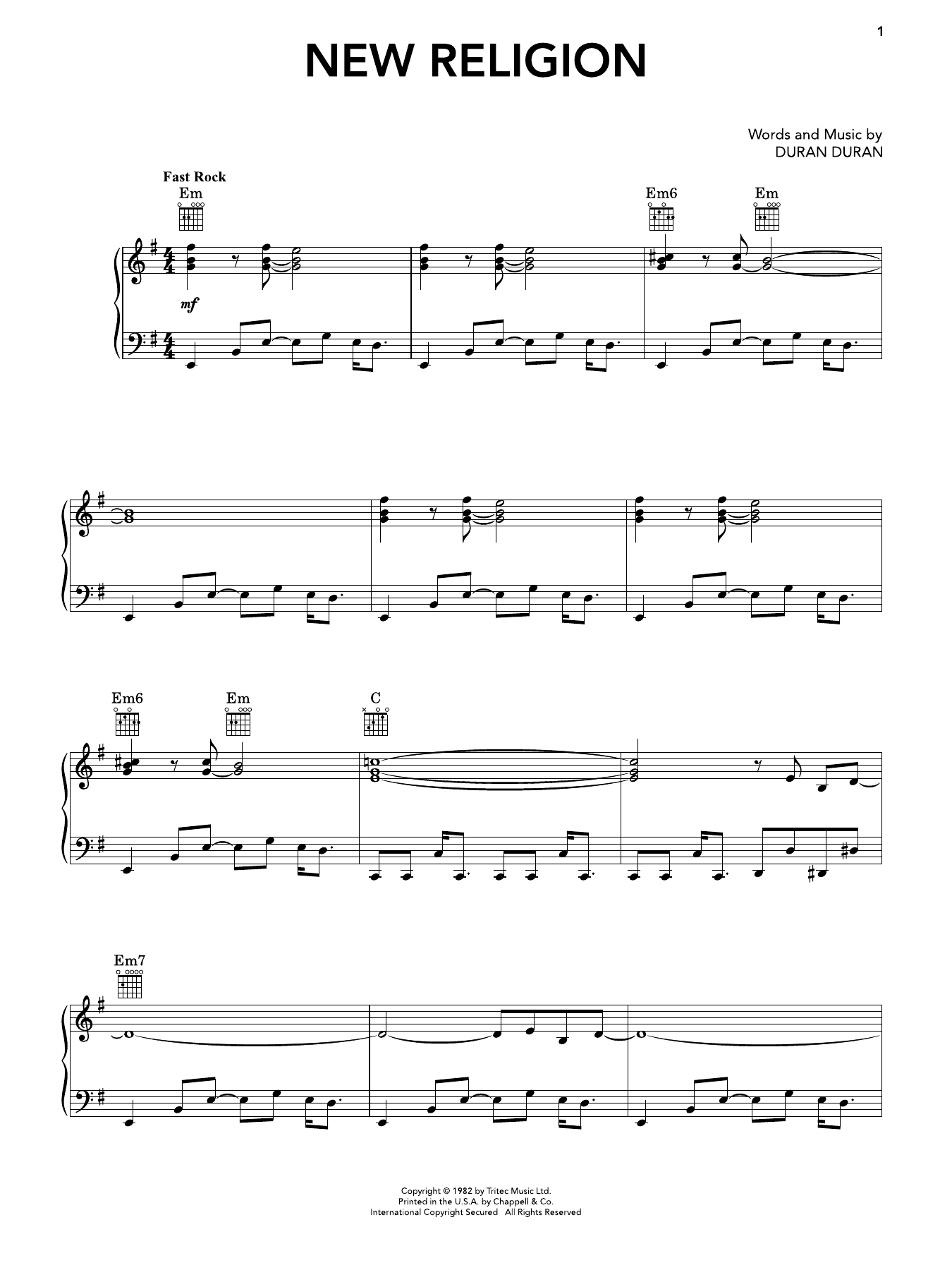 New Religion: Piano/Vocal/Guitar Sheet