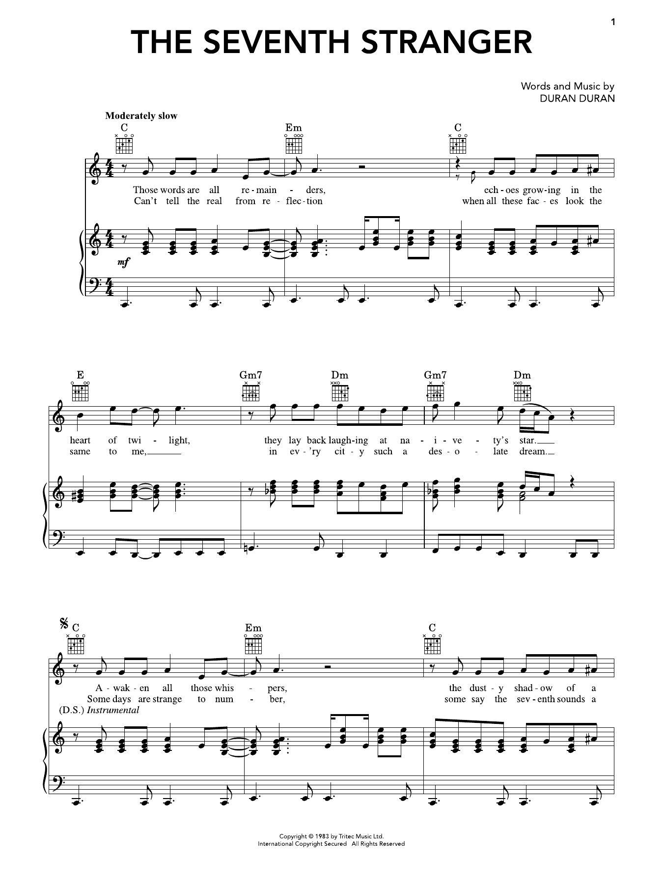 The Seventh Stranger: Piano/Vocal/Guitar Sheet