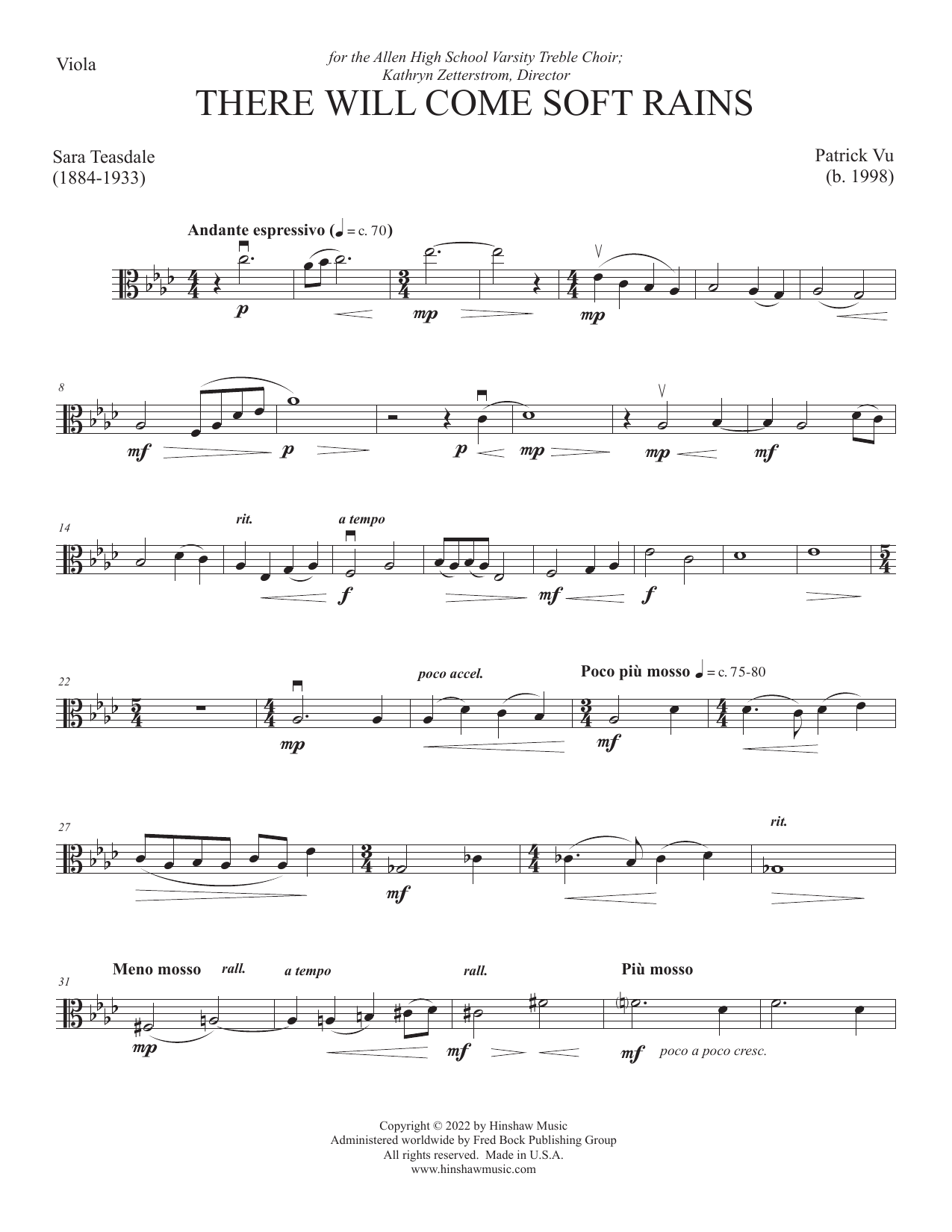 There Will Come Soft Rains - Viola: Choral Instrumental Pak
