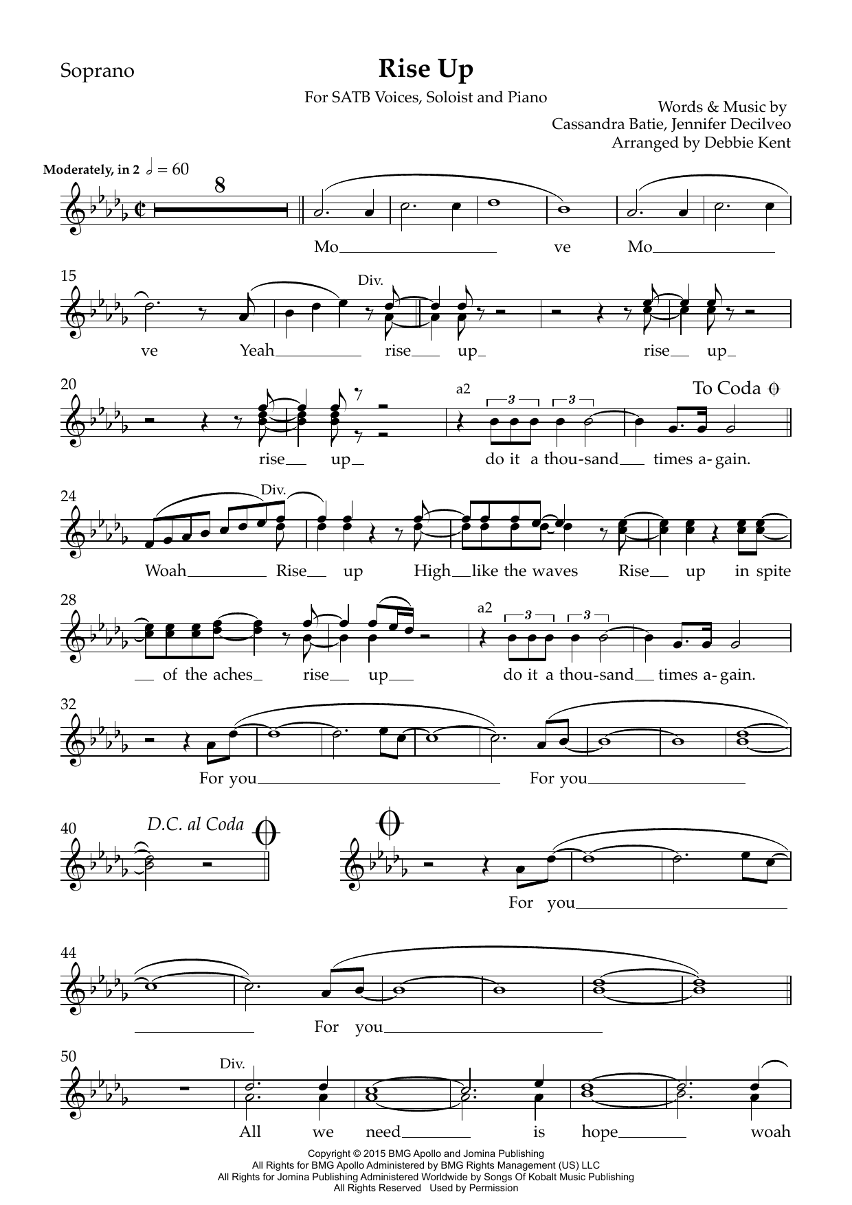 Rise Up (arr. Debbie Kent) - Soprano: Choral Instrumental Pak