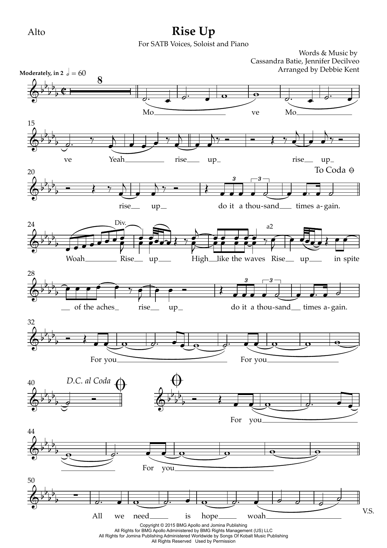 Rise Up (arr. Debbie Kent) - Alto: Choral Instrumental Pak