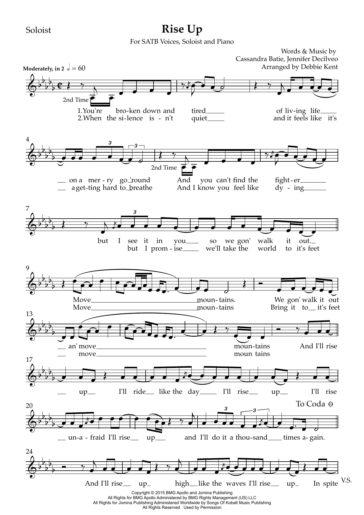 Rise Up (arr. Debbie Kent) - Solo Voice: Choral Instrumental Pak