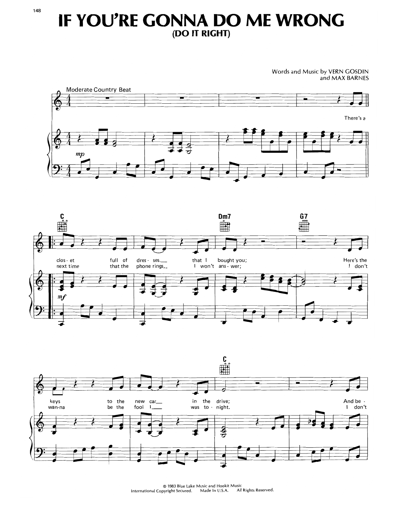 If You're Gonna Do Me Wrong (Do It Right): Piano/Vocal/Guitar Sheet