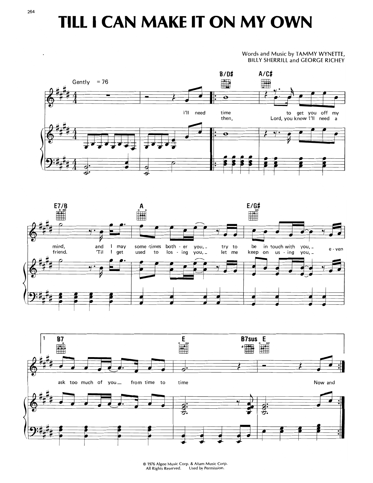 Till I Can Make It On My Own: Piano/Vocal/Guitar Sheet