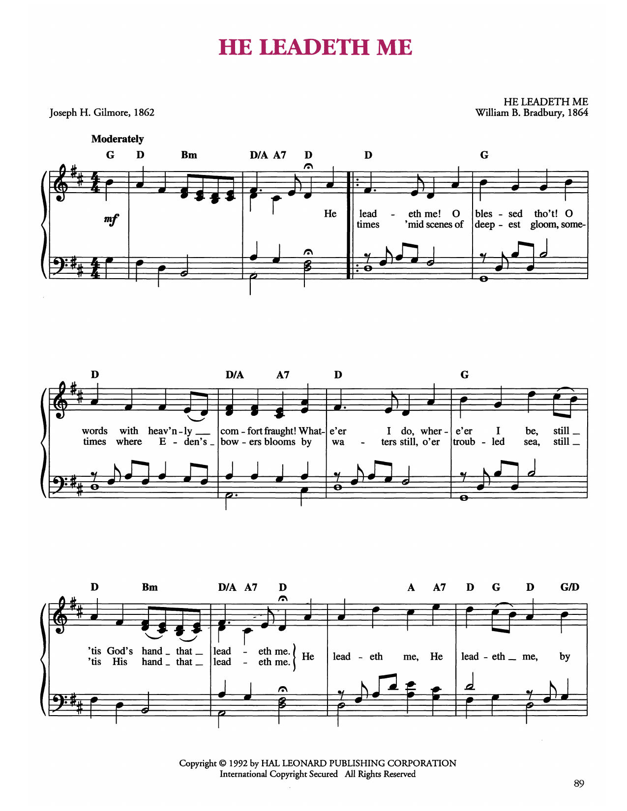 He Leadeth Me: Easy Piano