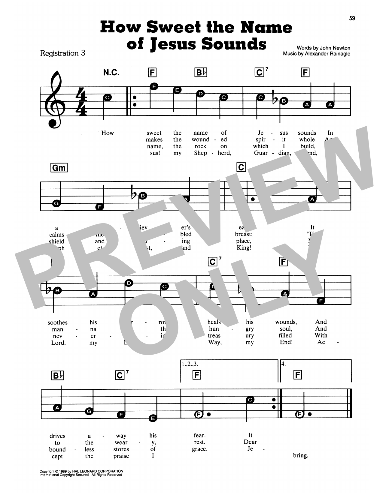 How Sweet The Name Of Jesus Sounds: E-Z Play Today
