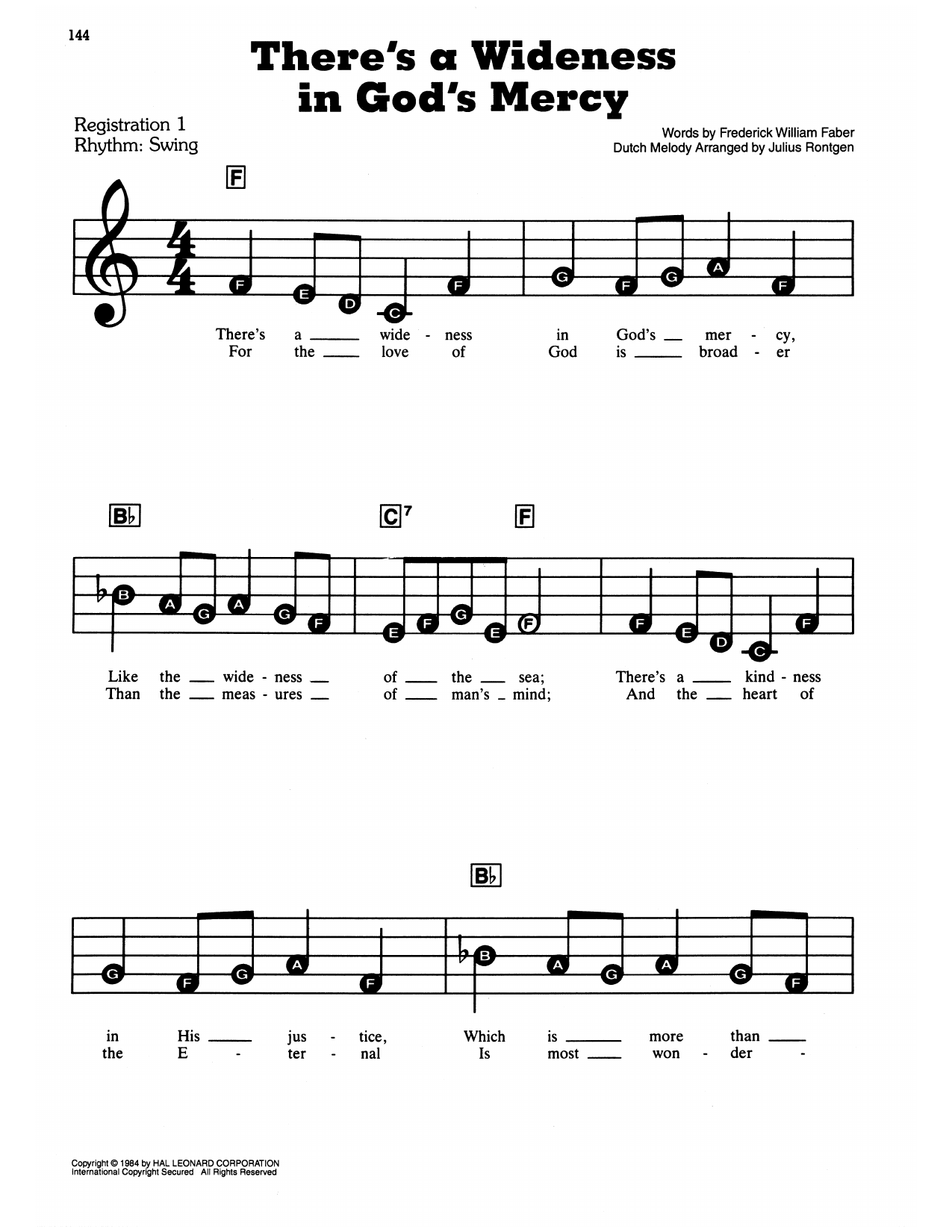 There's A Wideness In God's Mercy: E-Z Play Today