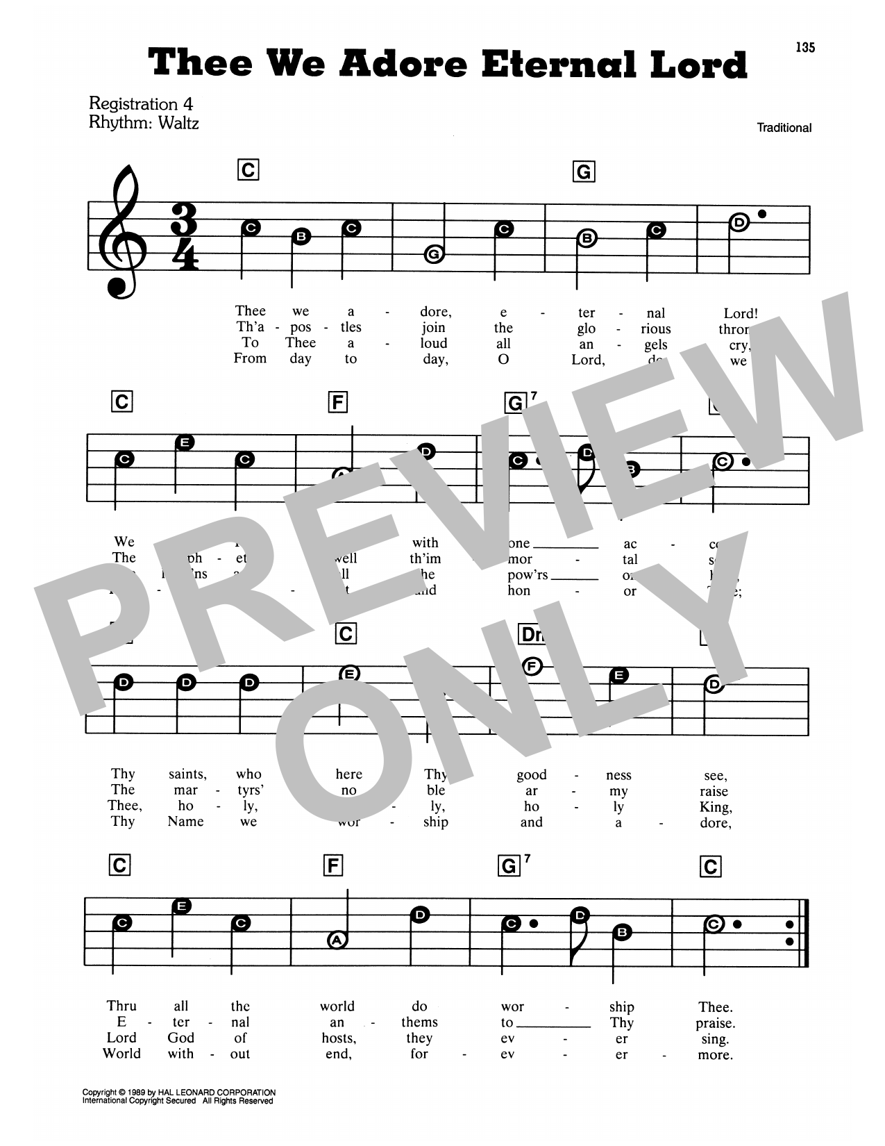 Thee We Adore, Eternal Lord: E-Z Play Today