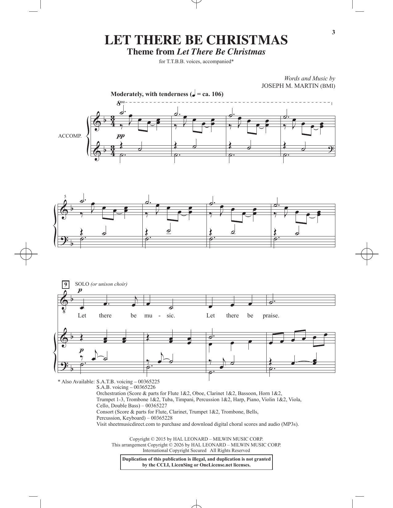 Let There Be Christmas: TTBB Choral Octavo