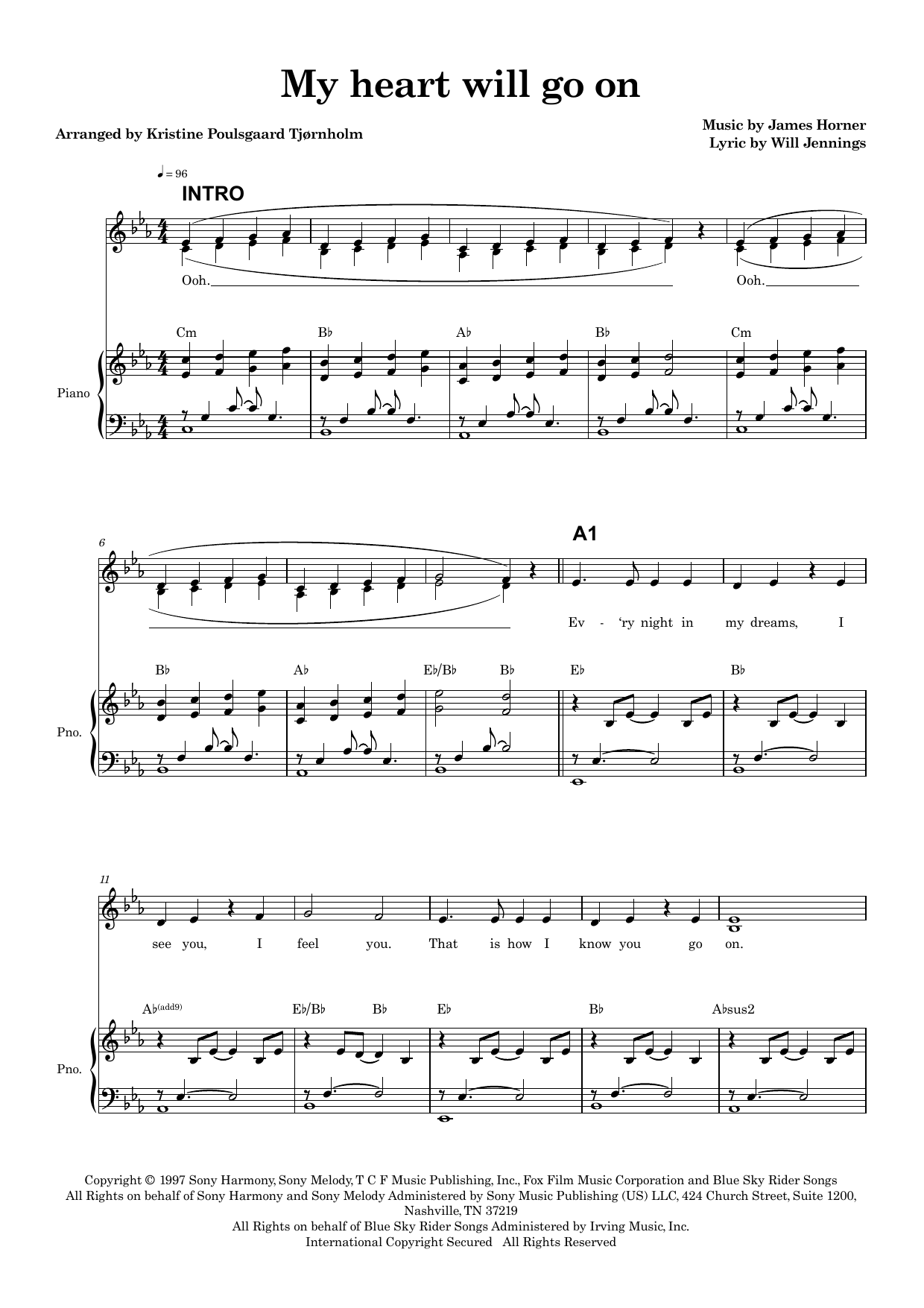 My Heart Will Go On (arr. Kristine Tjornholm) - Full Score: Choral Instrumental Pak