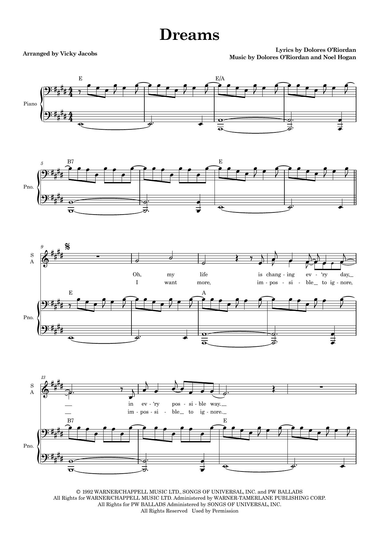 Dreams (arr. Vicky Jacobs) - Full Score: Choral Instrumental Pak