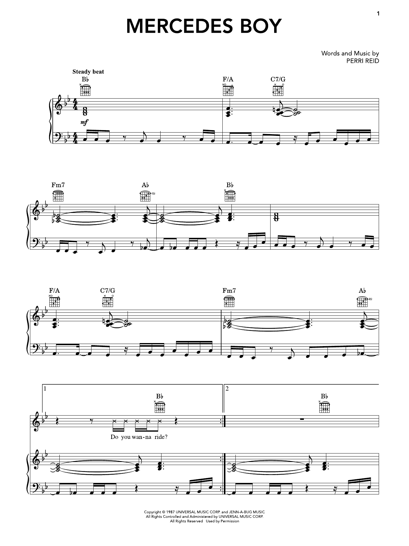 Mercedes Boy: Piano/Vocal/Guitar Sheet