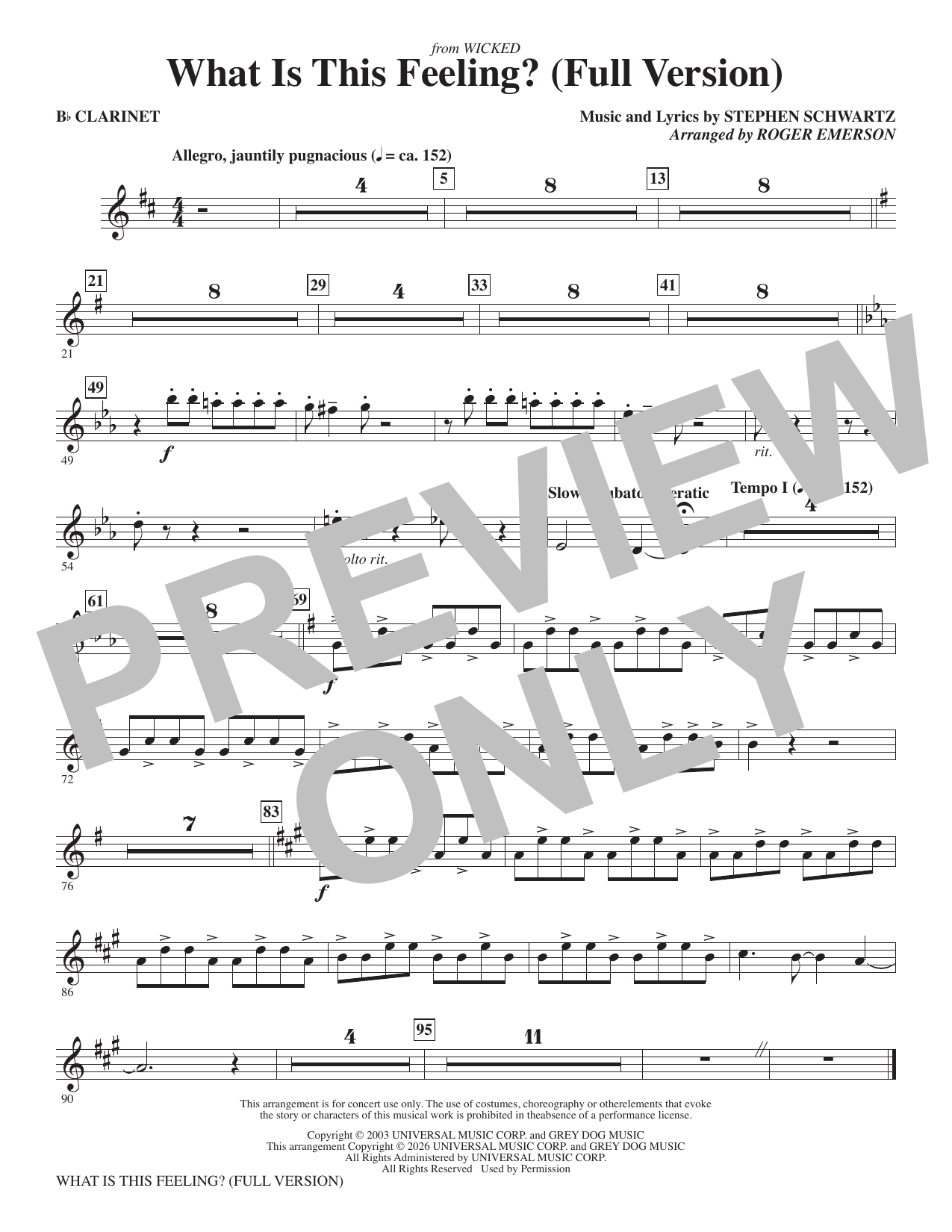 What Is This Feeling? (Full Version) - Bb Clarinet: Choral Instrumental Pak
