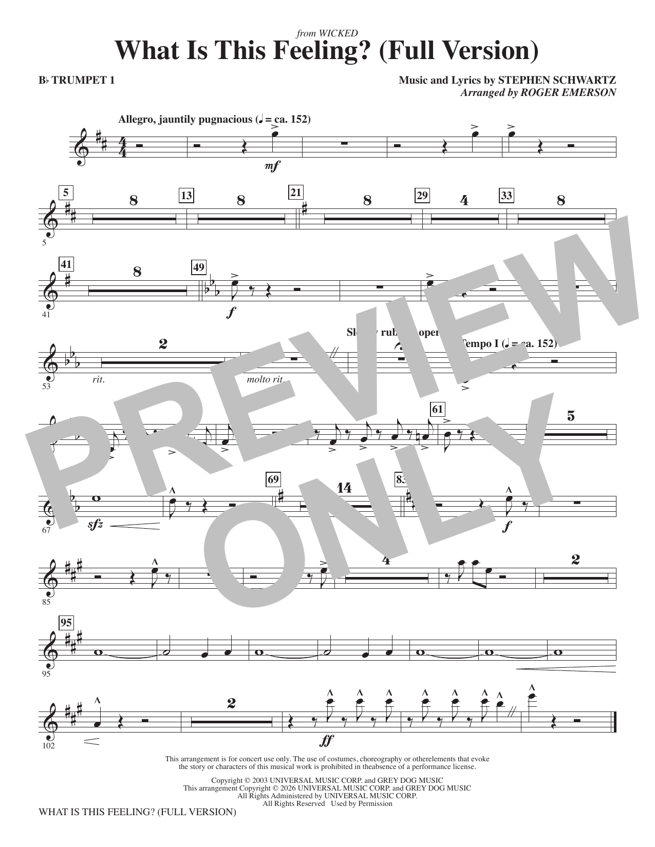 What Is This Feeling? (Full Version) - Bb Trumpet 1: Choral Instrumental Pak