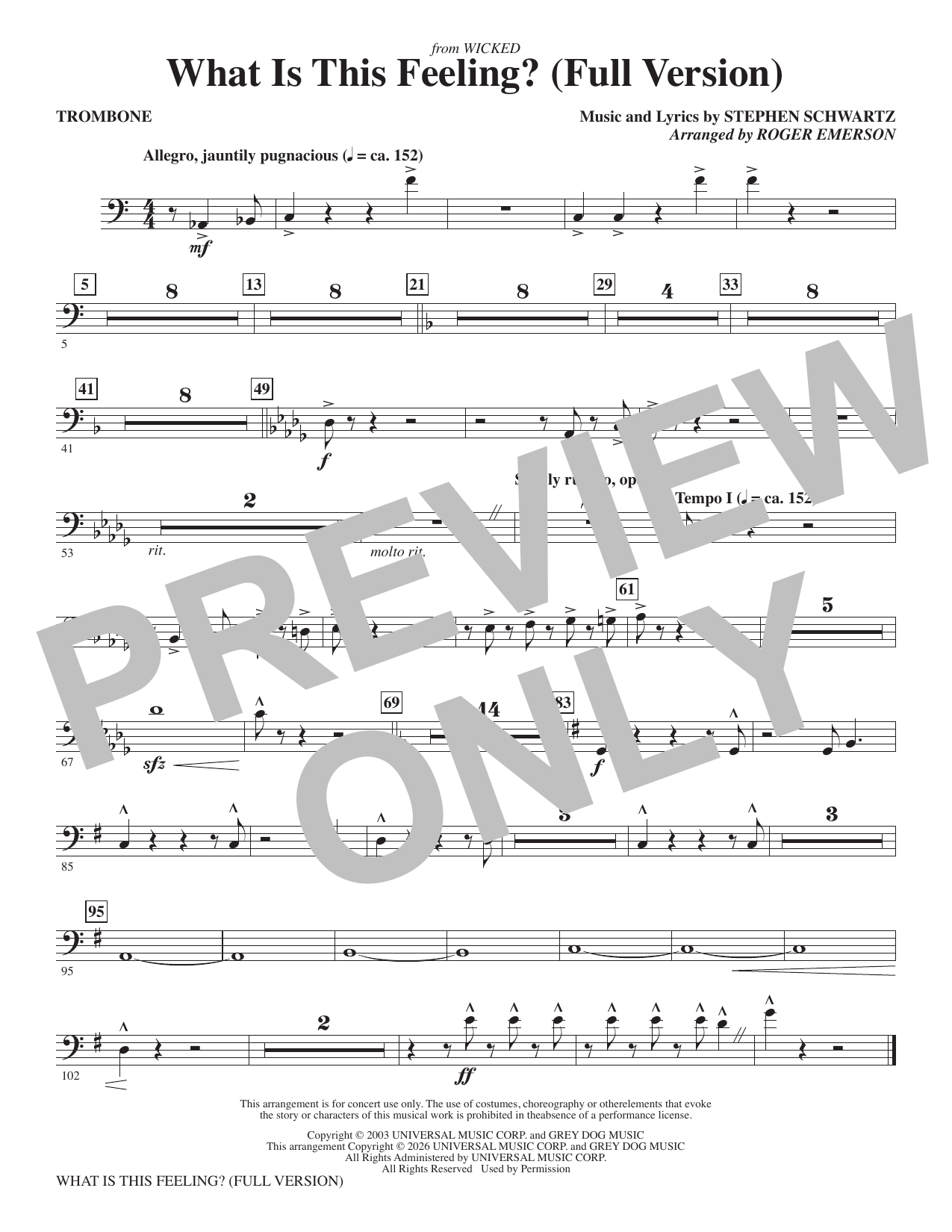 What Is This Feeling? (Full Version) - Trombone: Choral Instrumental Pak