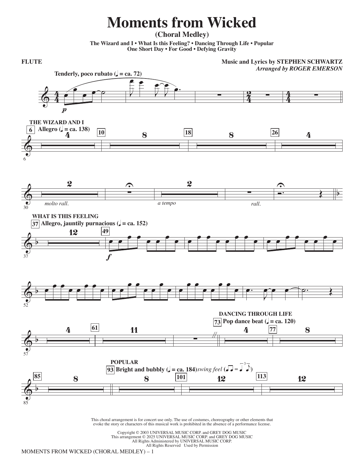 Moments from Wicked (Choral Medley) (arr. Roger Emerson): Choral Instrumental Pak