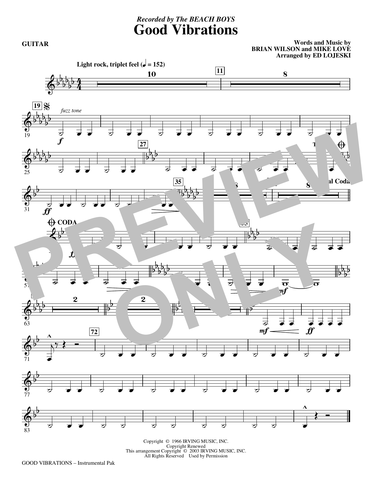 Good Vibrations (arr. Ed Lojeski) - Guitar: Choral Instrumental Pak